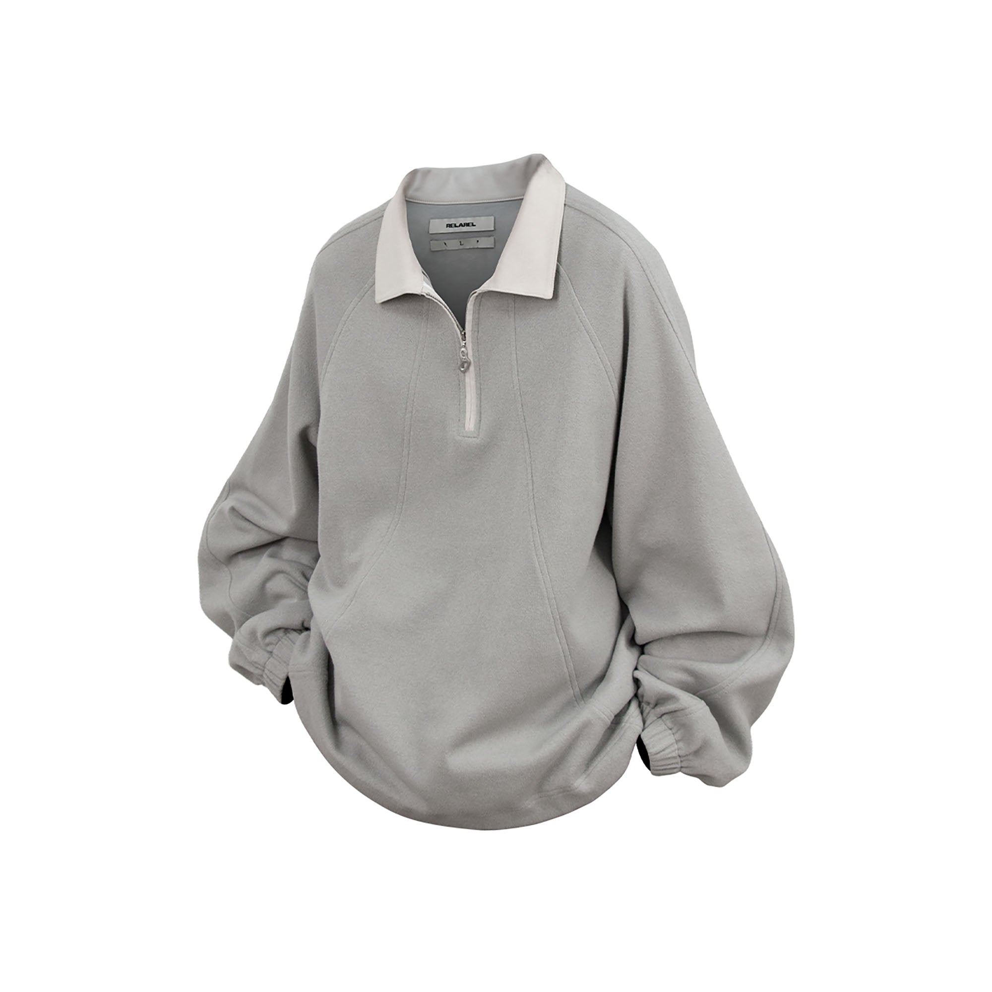 RELABEL Raglan Drawstring-Hem Polo Sweatshirt