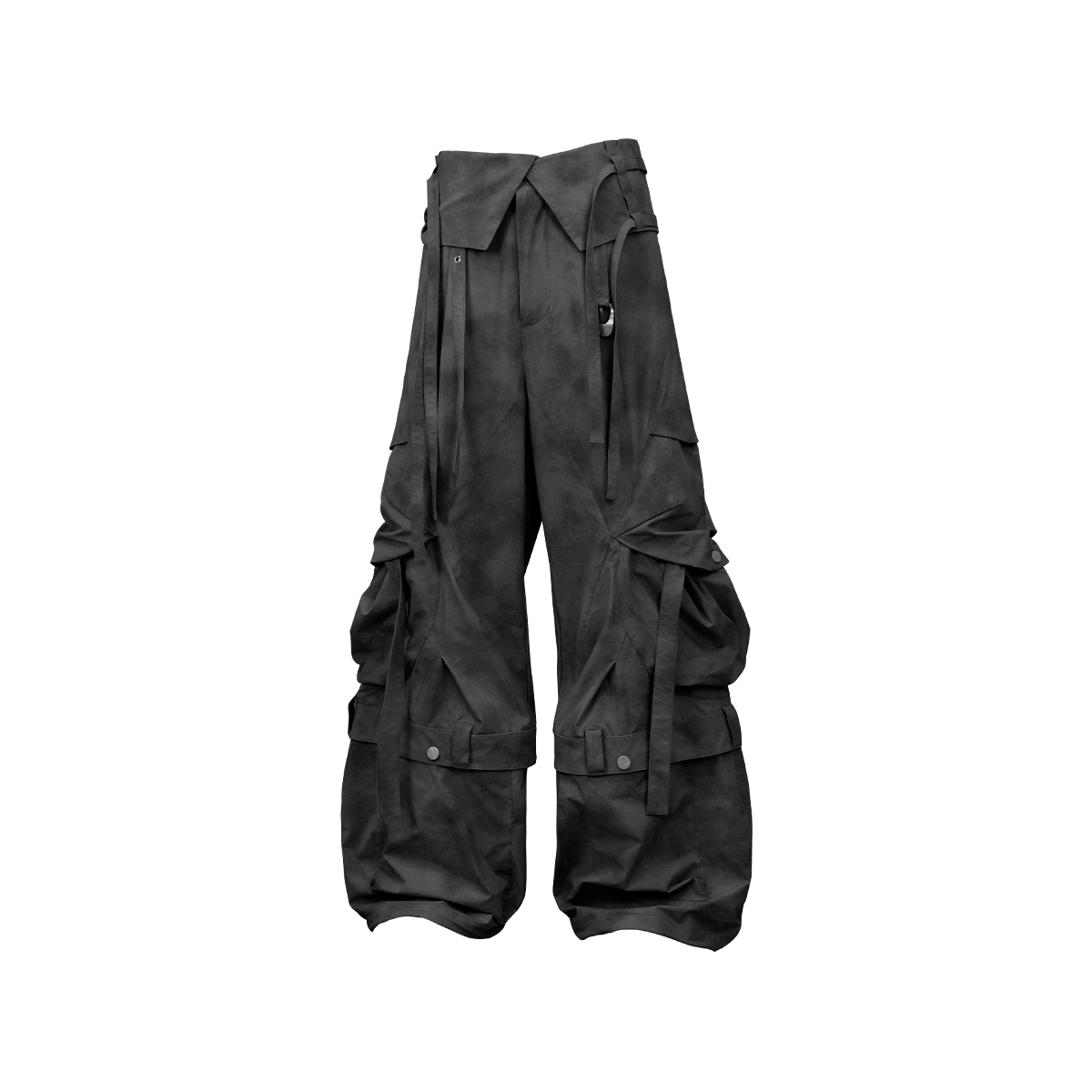 RELABEL Detachable Ruched Inverted Waist Cargo Pants, premium urban and streetwear designers apparel on PROJECTISR.com, RELABEL