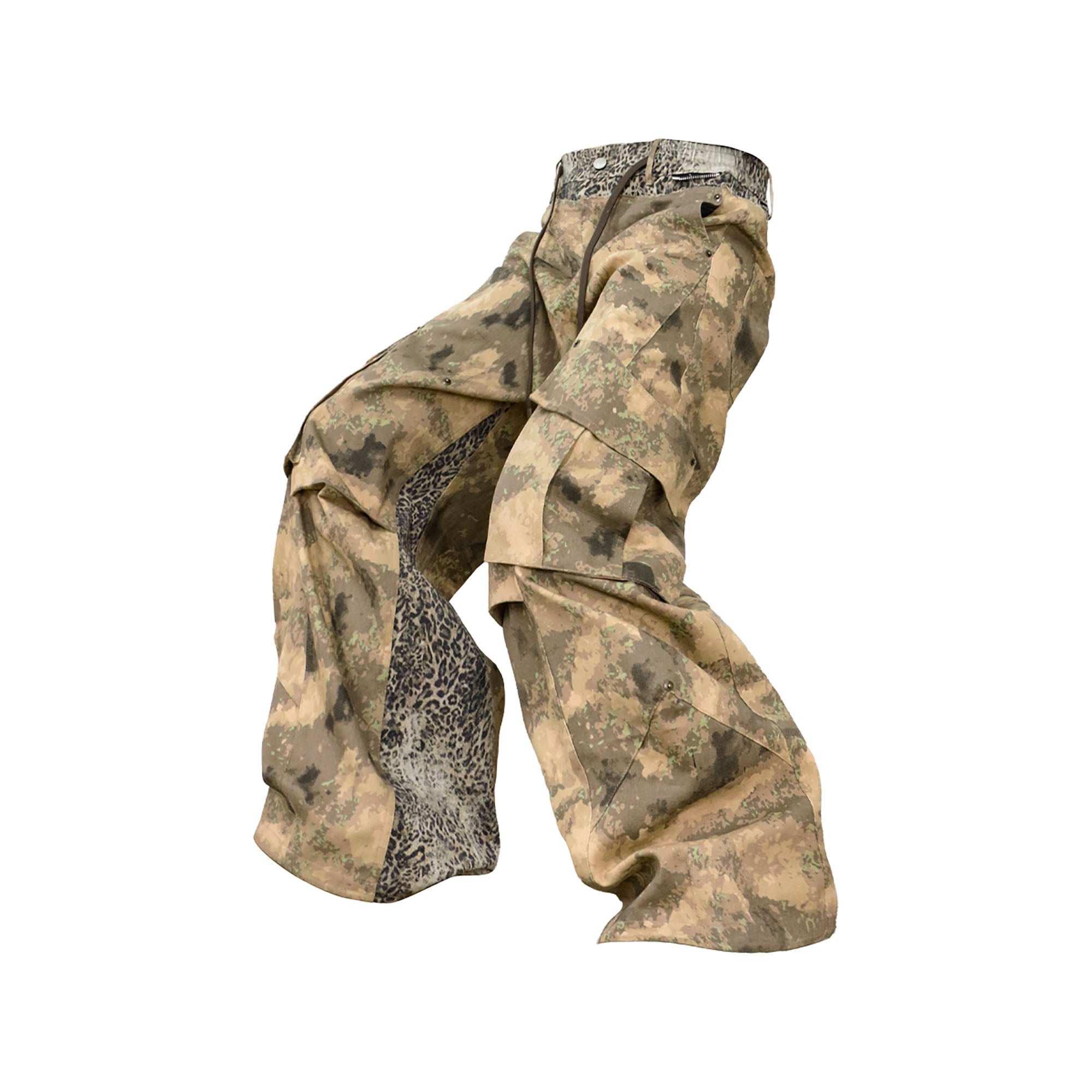 RELABEL Leopard Panel Camo Cargo, premium urban and streetwear designers apparel on PROJECTISR.com, RELABEL