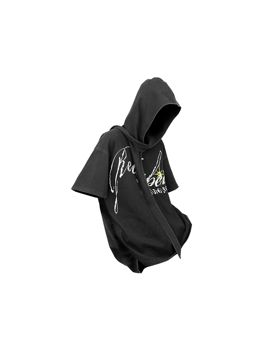 RELABEL Detachable Hood Washed Denim Tee, premium urban and streetwear designers apparel on PROJECTISR.com, RELABEL