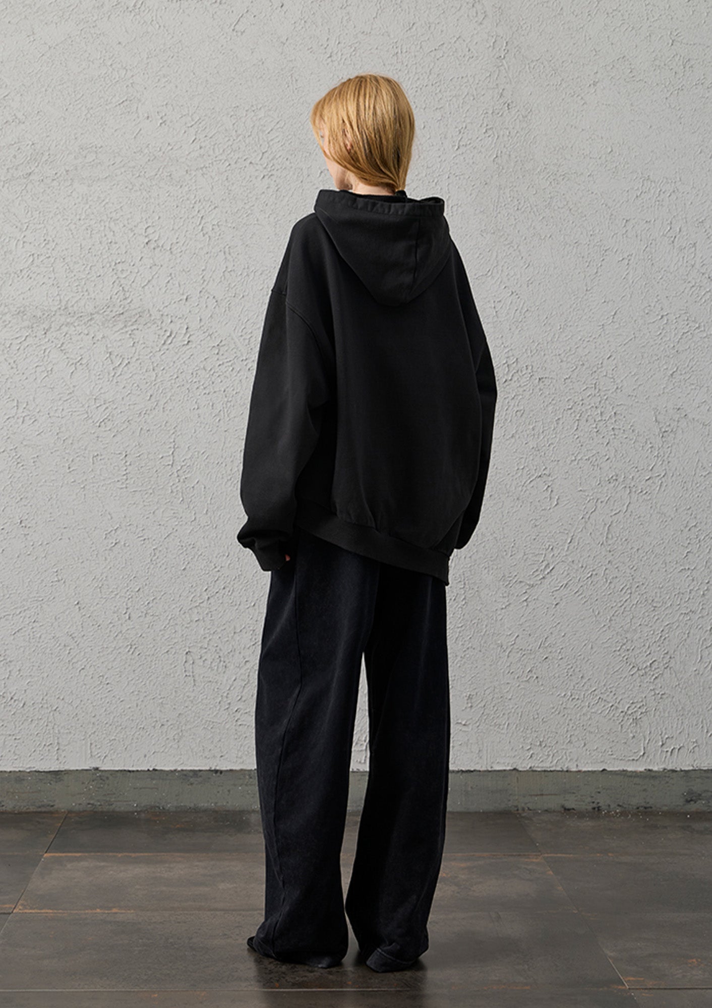ORGANIC EMOTION Asymmetrical Hem LOGO Embroidered Hoodie, premium urban and streetwear designers apparel on PROJECTISR.com, ORGANIC EMOTION