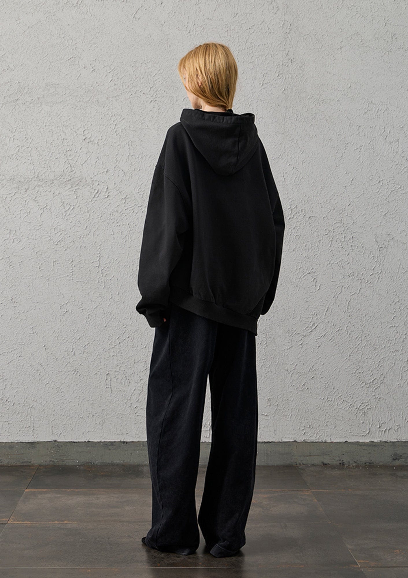 ORGANIC EMOTION Asymmetrical Hem LOGO Embroidered Hoodie, premium urban and streetwear designers apparel on PROJECTISR.com, ORGANIC EMOTION