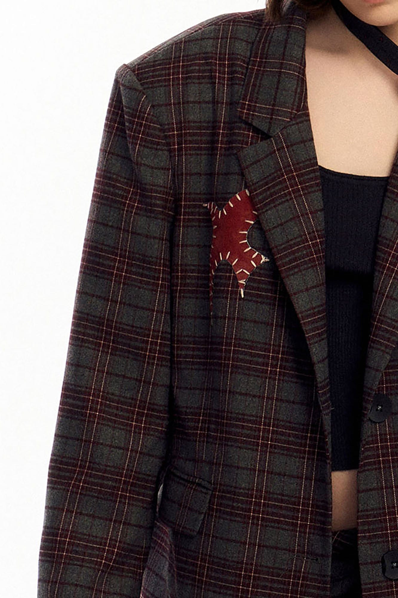 OIPWORD Retro Birds Patchwork Plaid Blazer, premium urban and streetwear designers apparel on PROJECTISR.com, OIPWORD