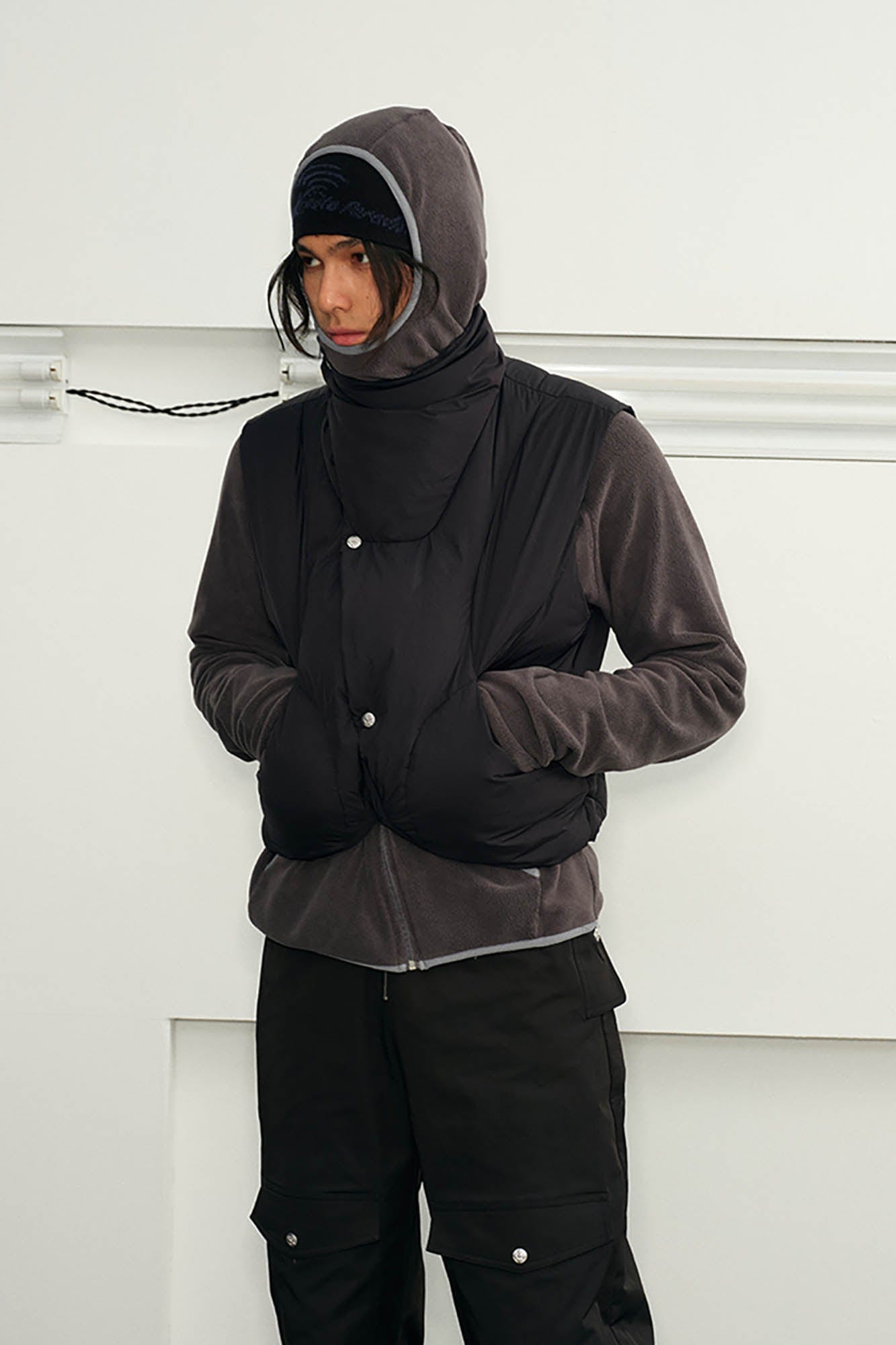 KREATE Asymmetrical Quilted Down Vest, premium urban and streetwear designers apparel on PROJECTISR.com, KREATE