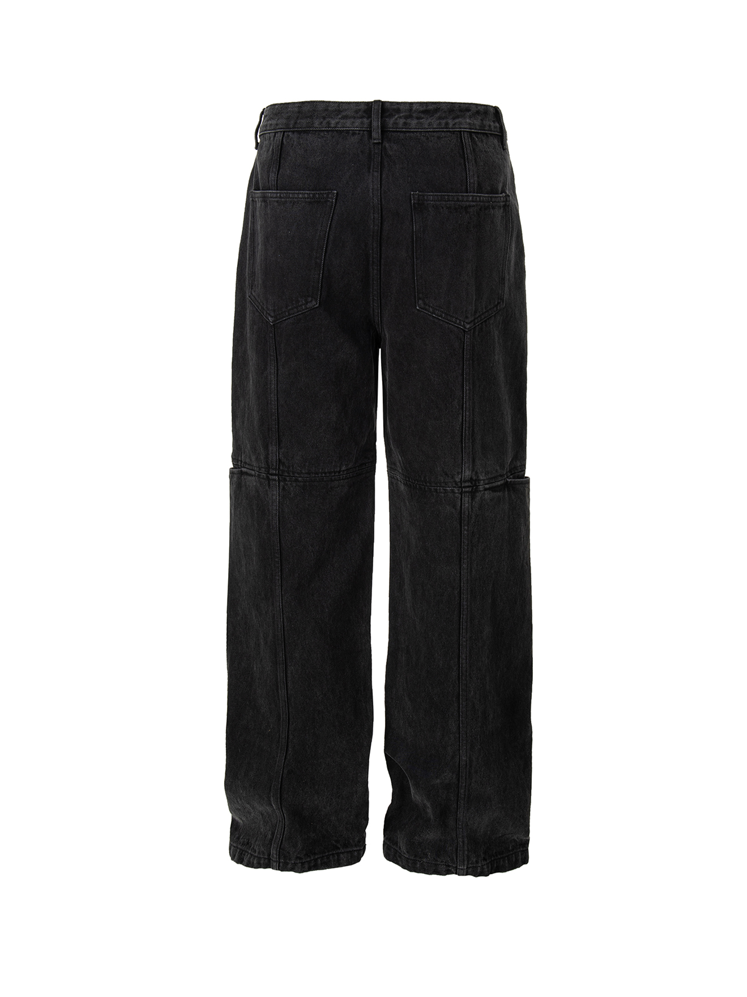 F2CE Washed Panel Multi-Pocket Straight-Leg Jeans
