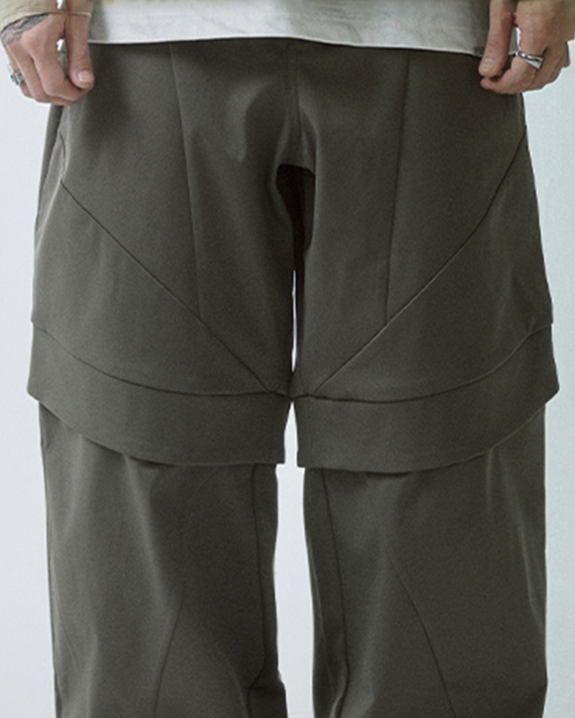 F2CE Modern Deconstructed Double-Knee Rivet Pants, premium urban and streetwear designers apparel on PROJECTISR.com, F2CE