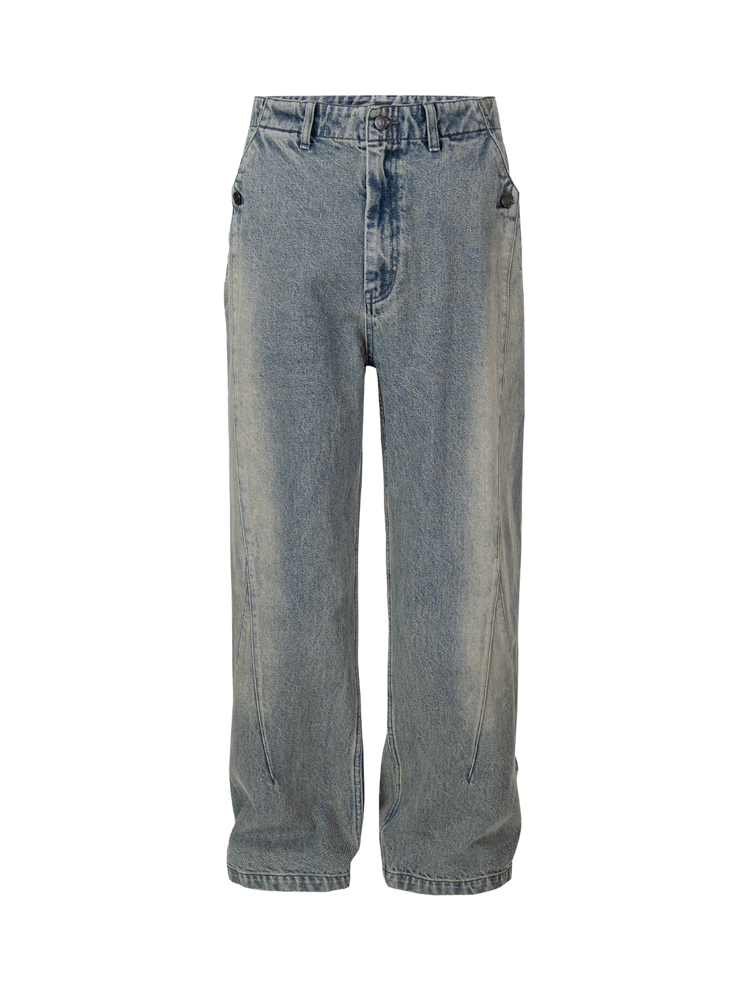 F2CE Washed Panel Adjustable-Hem Denim Pants, premium urban and streetwear designers apparel on PROJECTISR.com, F2CE