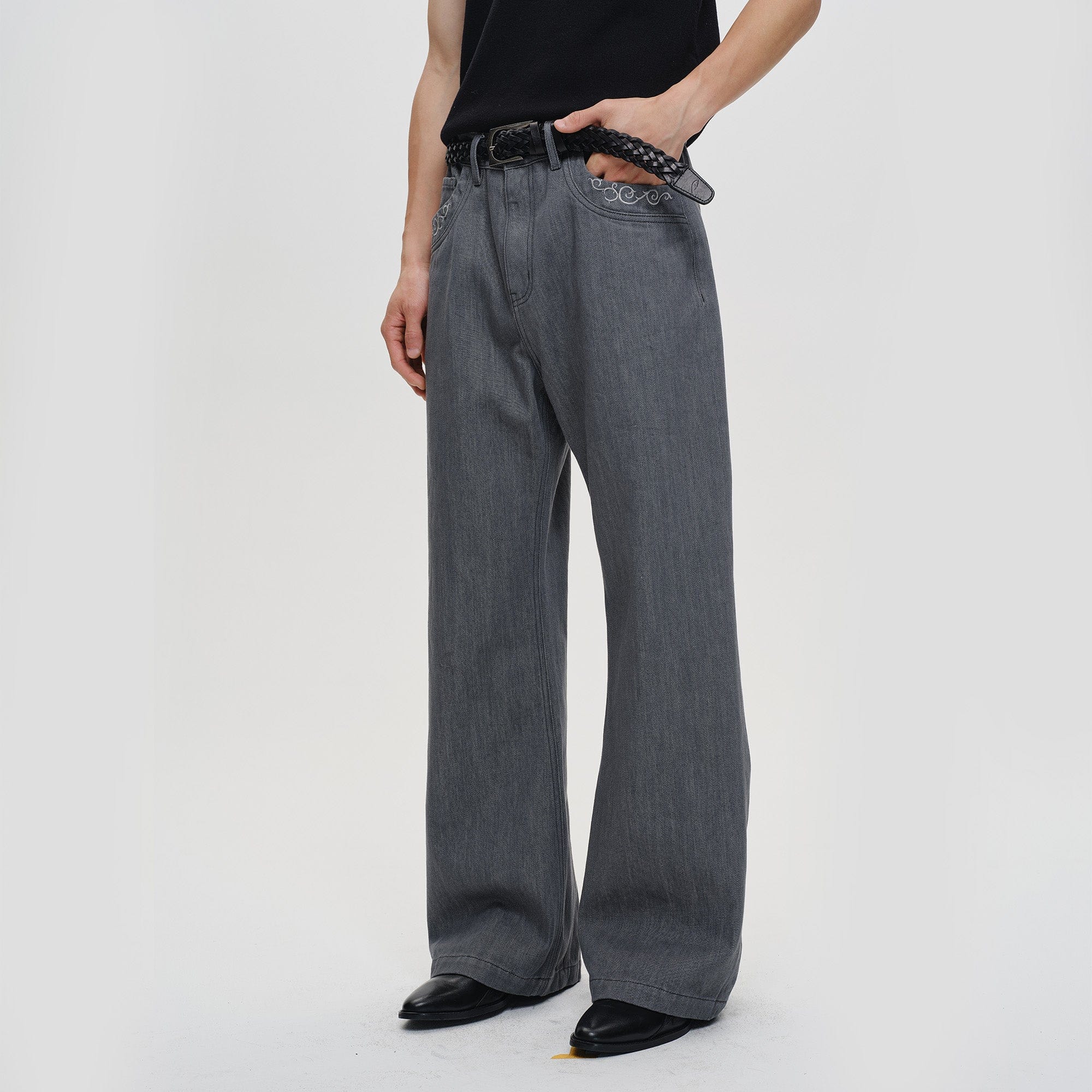 CATSSTAC Floral Embroidered Flared Jeans, premium urban and streetwear designers apparel on PROJECTISR.com, CATSSTAC