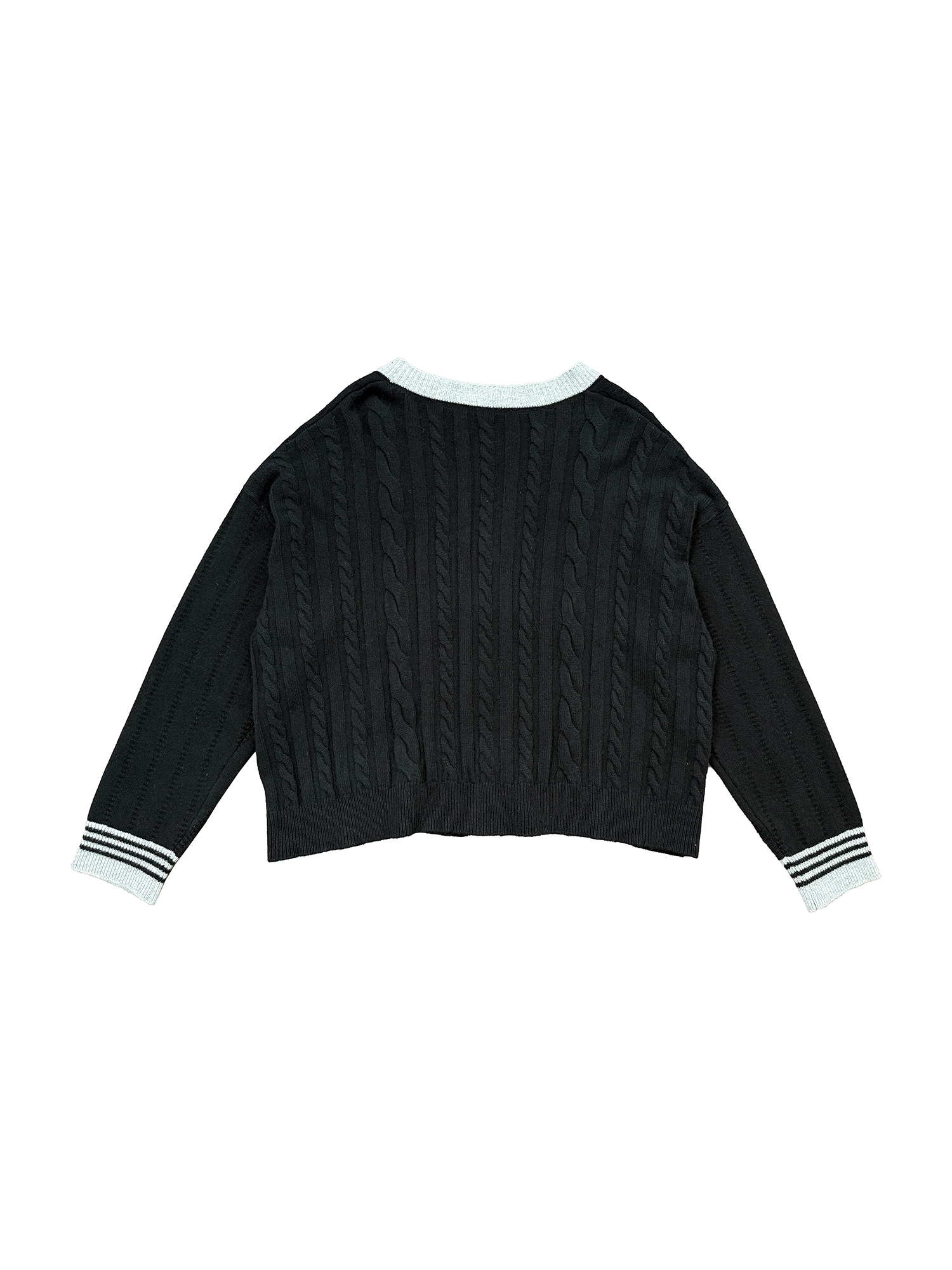 RICHILL Contrast Trim Cable Knit Cardigan