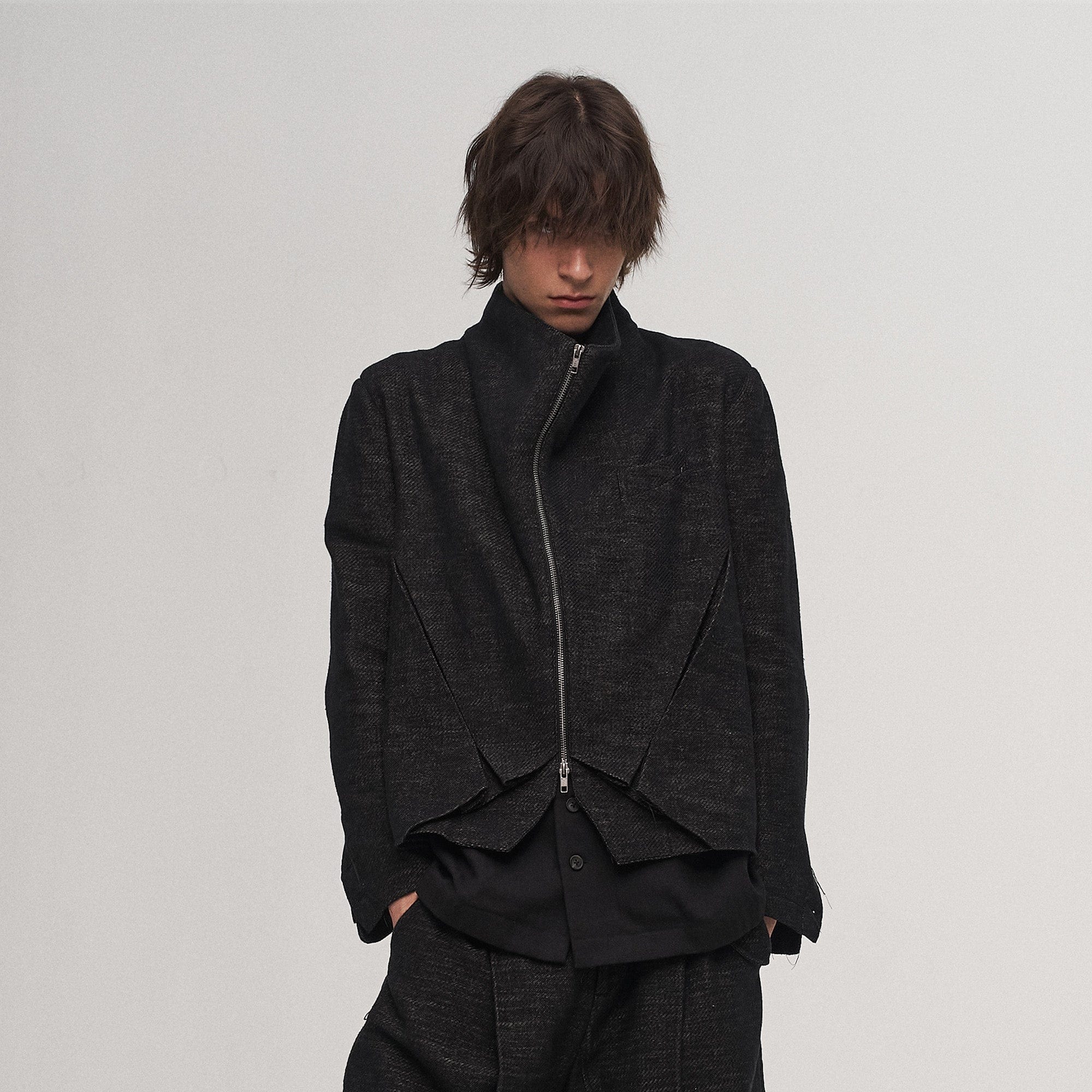 ILNya Nieternite Nifutur Double-Layer Weave Linen Jacket Black, premium urban and streetwear designers apparel on PROJECTISR.com, ILNya Nieternite Nifutur