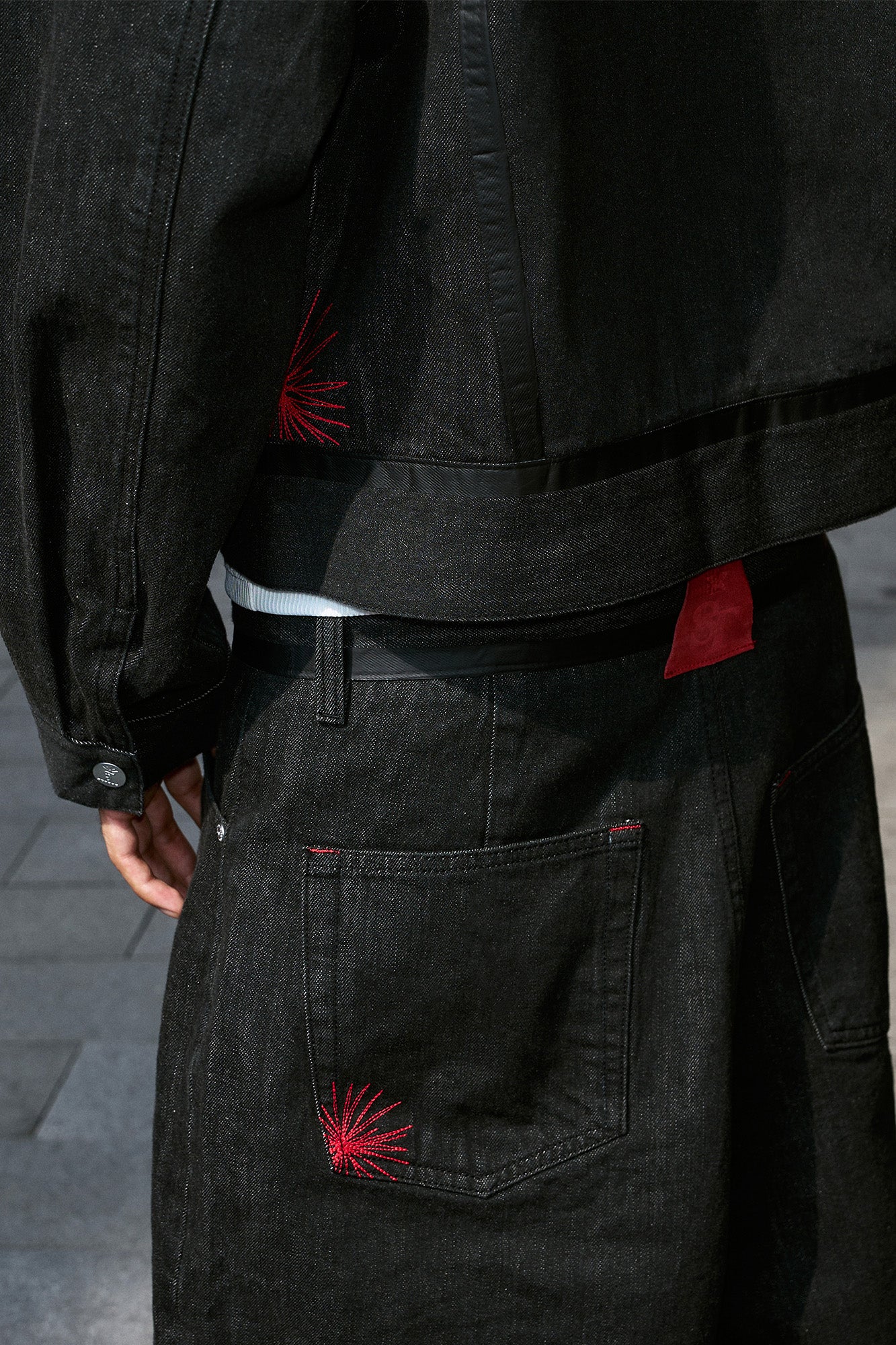 STEEPC Button Fly Wide-Leg Raw Selvage Jeans