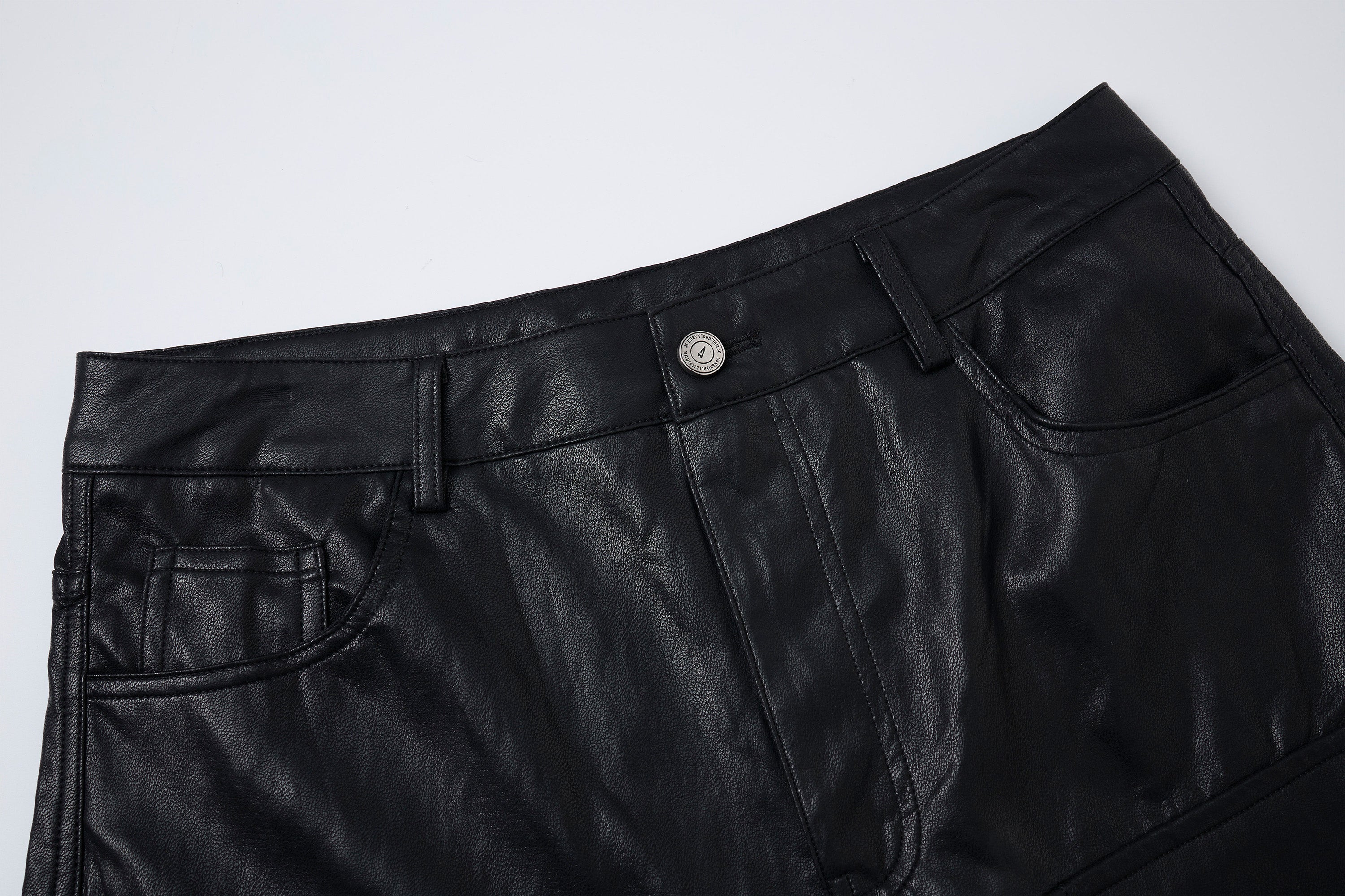 CLP Punk Faux Leather Multi-Pocket Cargo Shorts, premium urban and streetwear designers apparel on PROJECTISR.com, CLP