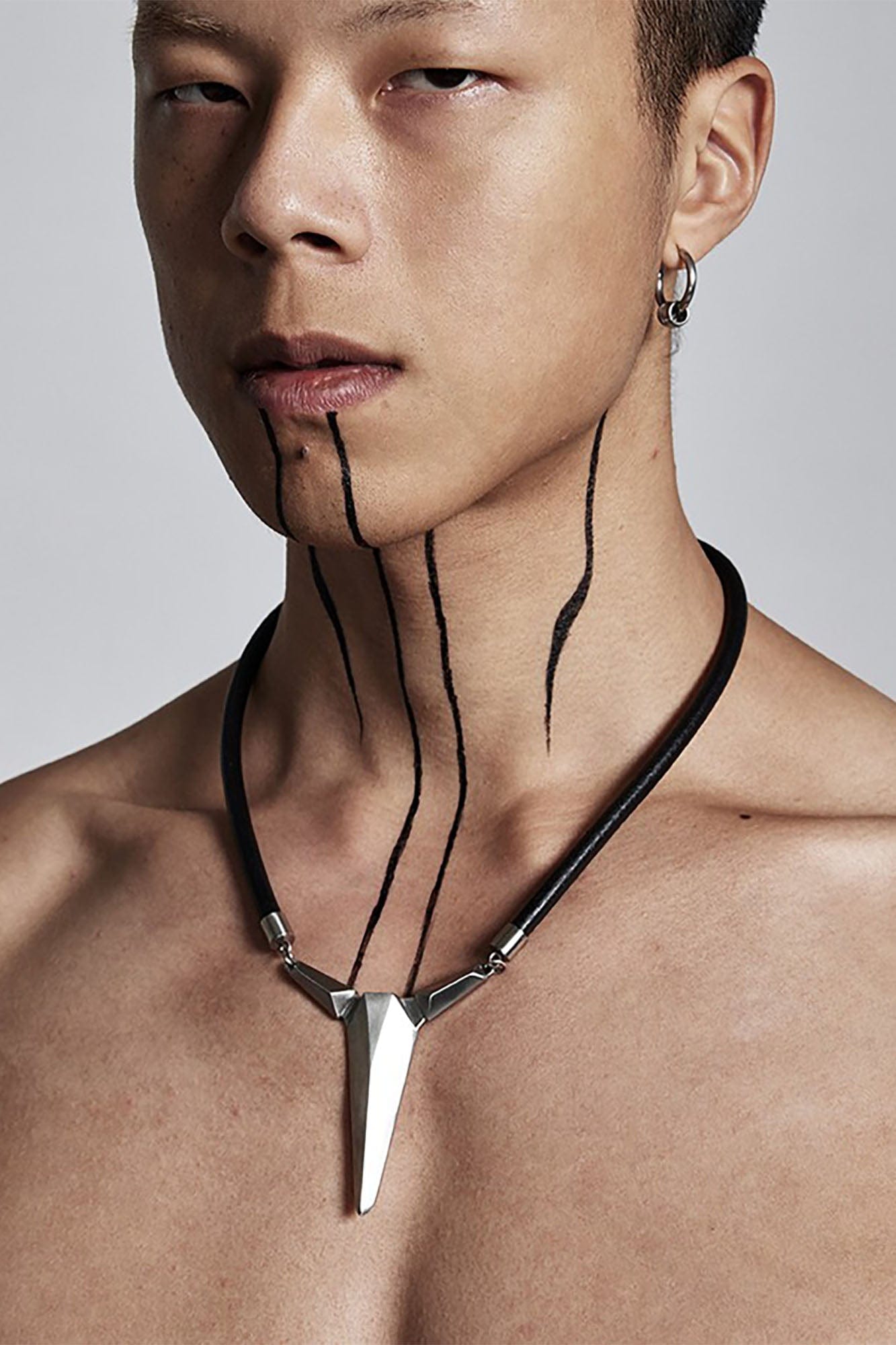 SSIN7 Spike Pendant Faux Leather Necklace, premium urban and streetwear designers apparel on PROJECTISR.com, SSIN7