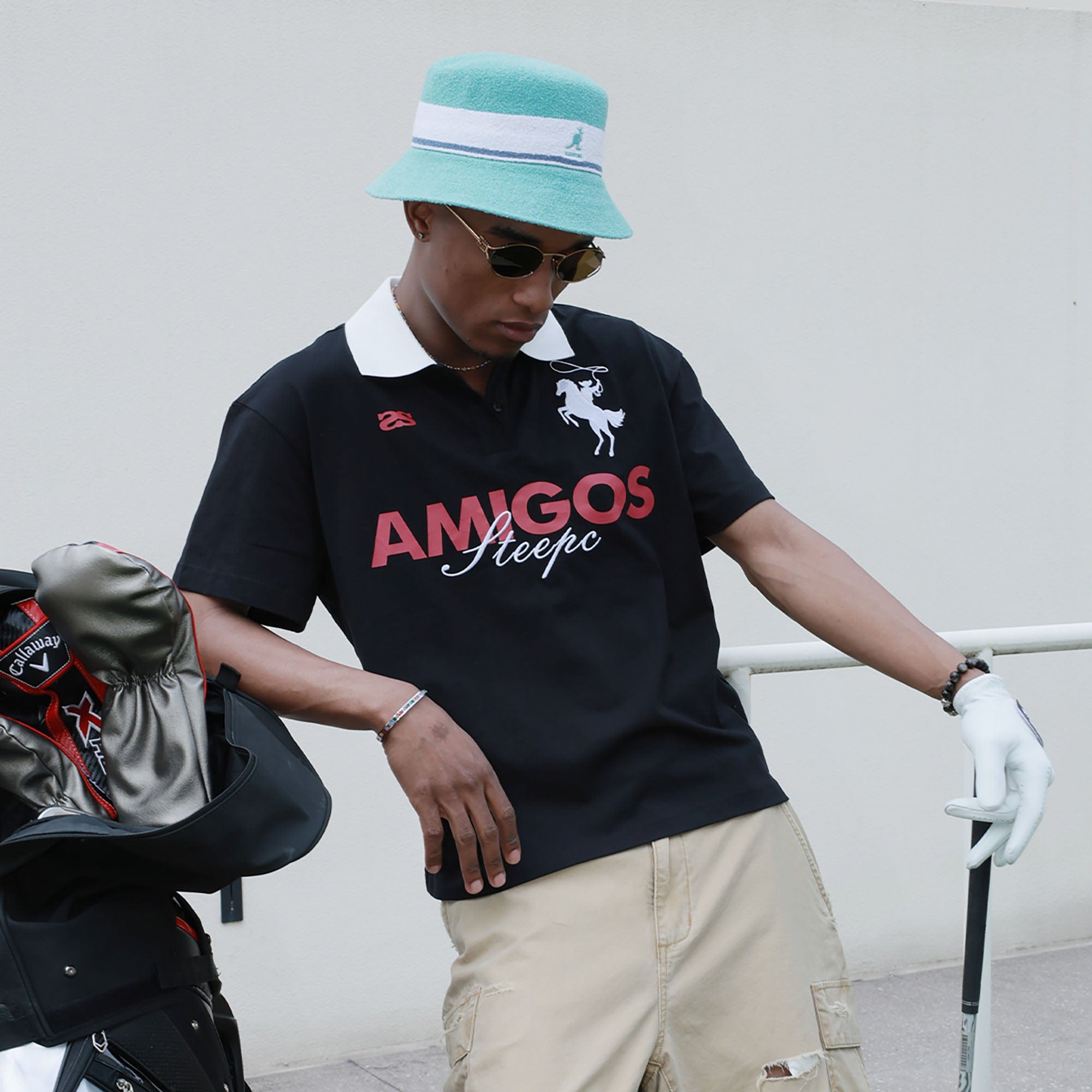 STEEPC Amigos Graphic Embroidered Polo T-Shirt, premium urban and streetwear designers apparel on PROJECTISR.com, STEEPC