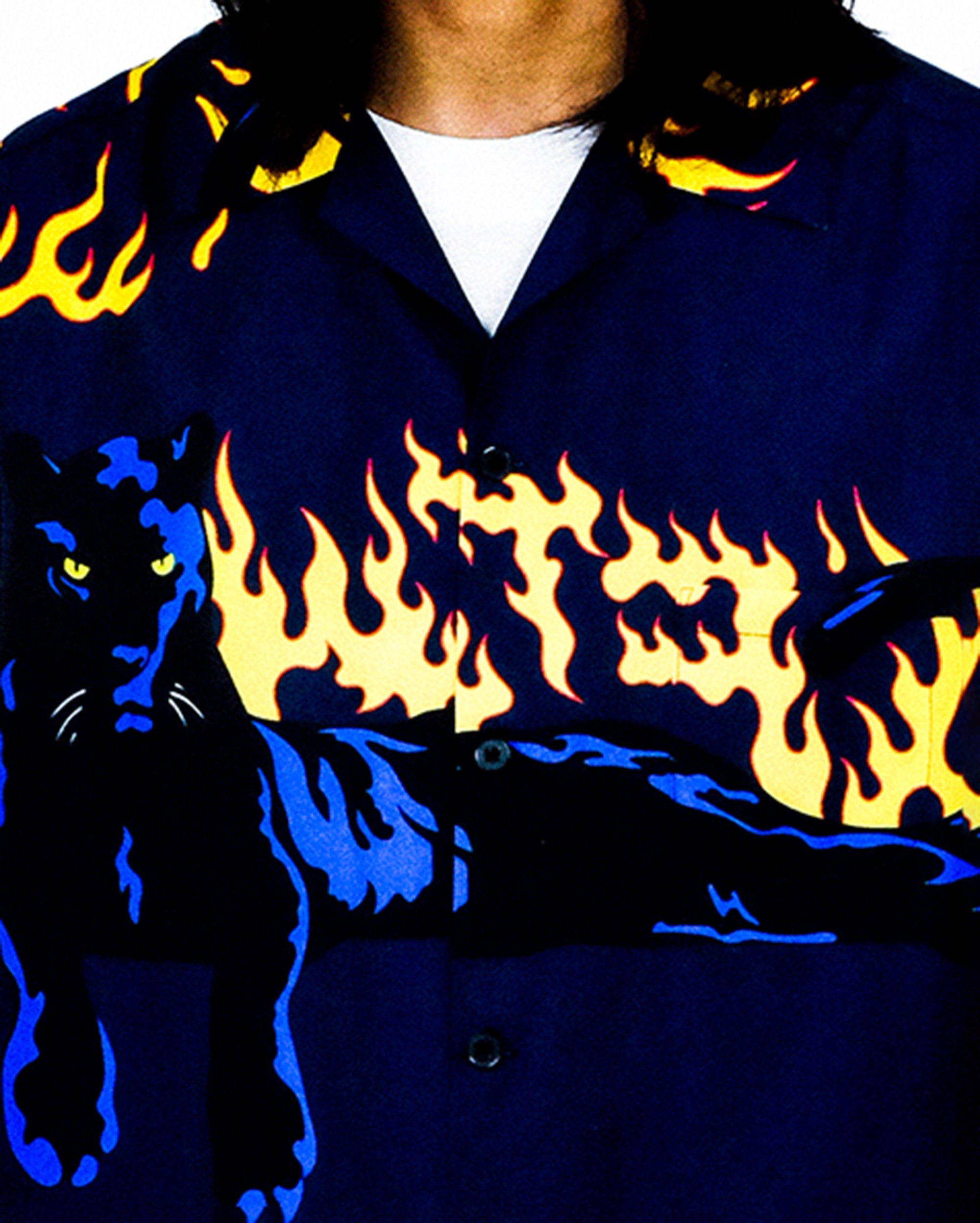 WCC Flaming Panther Half-Shirt, premium urban and streetwear designers apparel on PROJECTISR.com, WCC