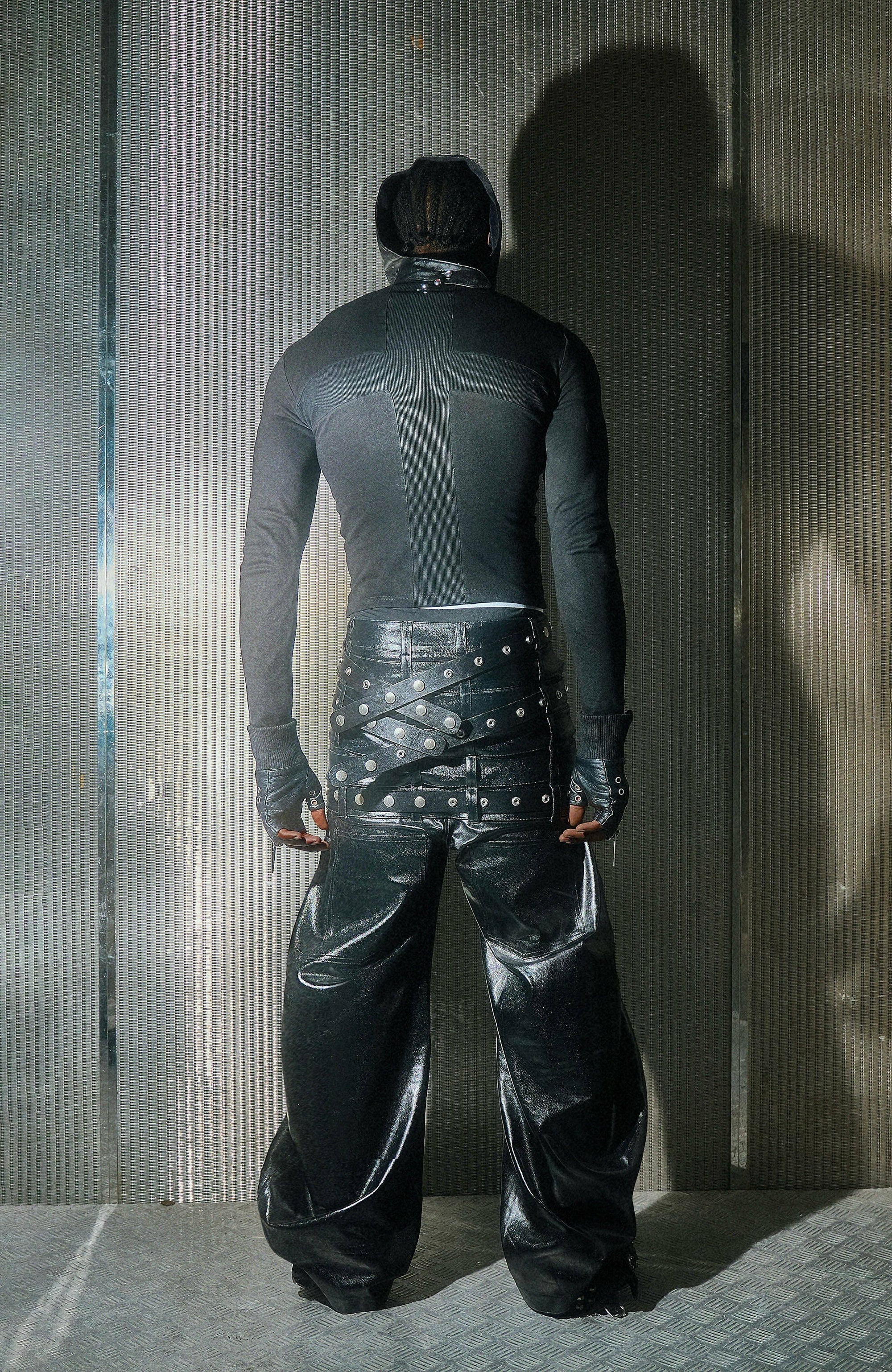 REBEL WAVE Multi-Waist Faux Leather Curved Pants