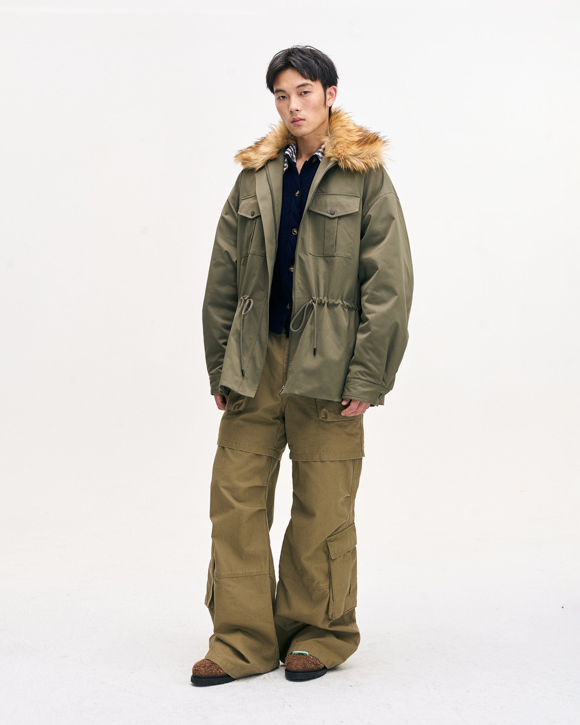 LEONSENSE Classic Detachable Faux-Fur Collar Parka Coat, premium urban and streetwear designers apparel on PROJECTISR.com, LEONSENSE