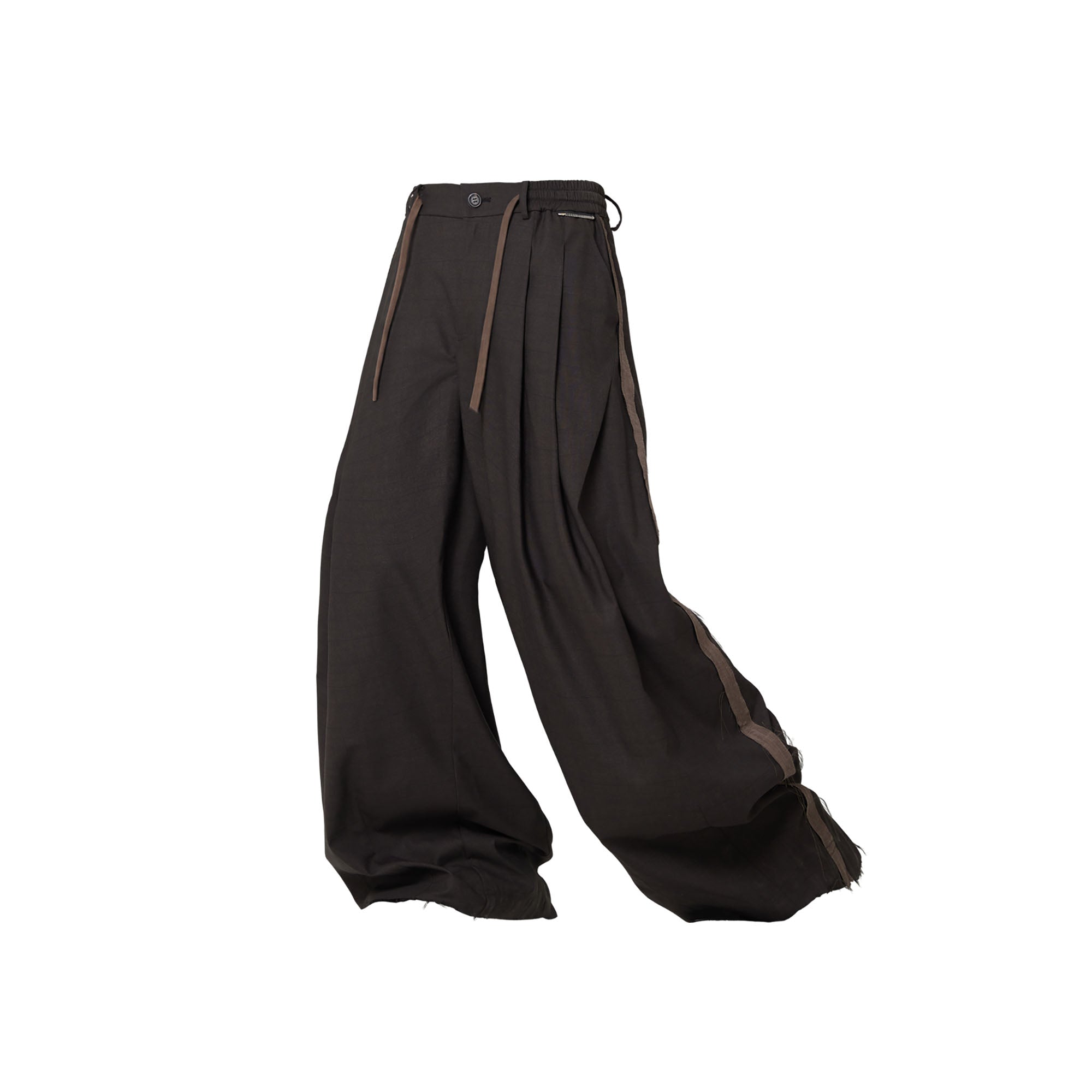 RELABEL Pleated Wide-Leg Drawstring Trousers Brown