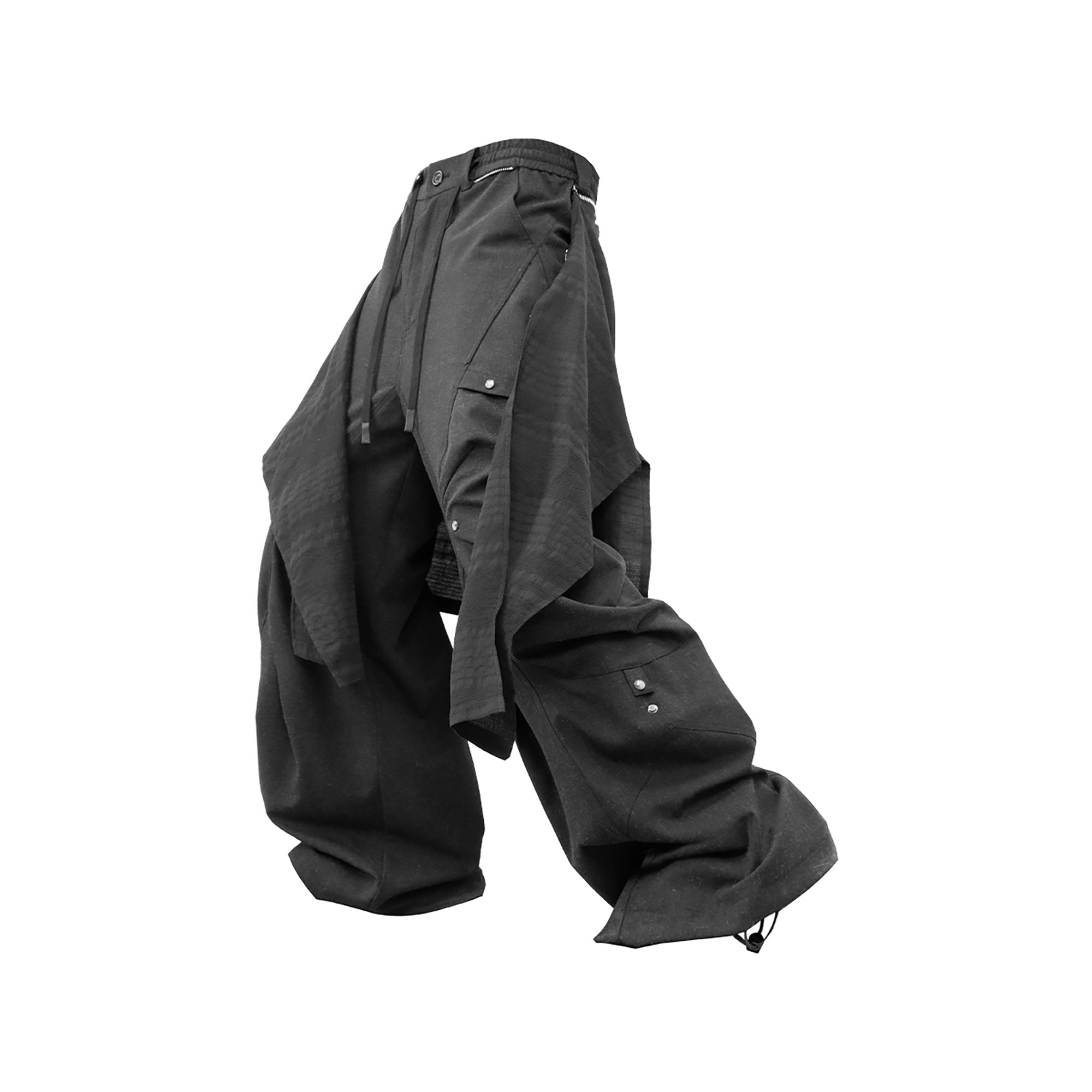 RELABEL Detachable Drape Linen-Blend Cargo Dark Gray, premium urban and streetwear designers apparel on PROJECTISR.com, RELABEL