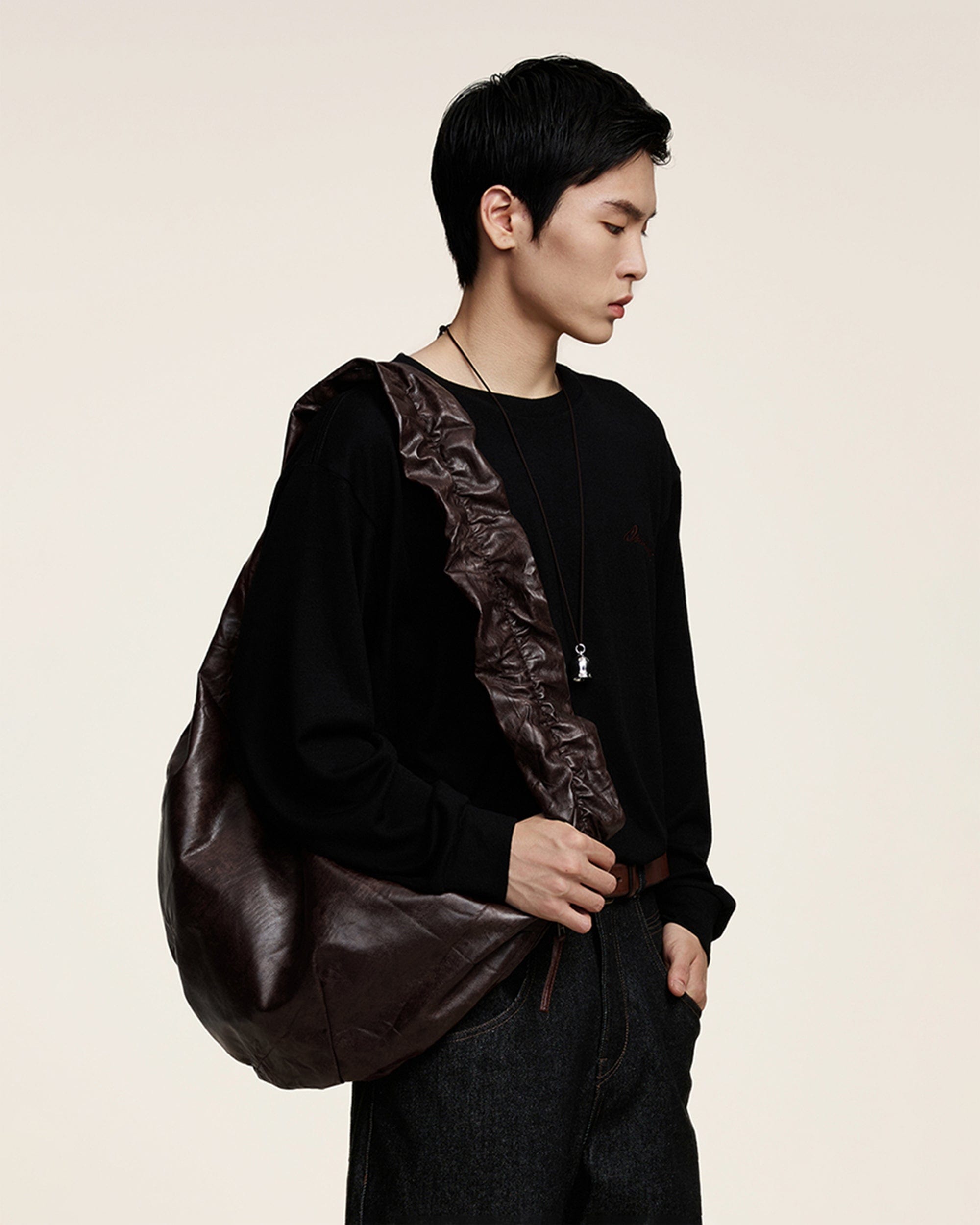 OPICLOTH Wrinkle Crescent Bag, premium urban and streetwear designers apparel on PROJECTISR.com, OPICLOTH