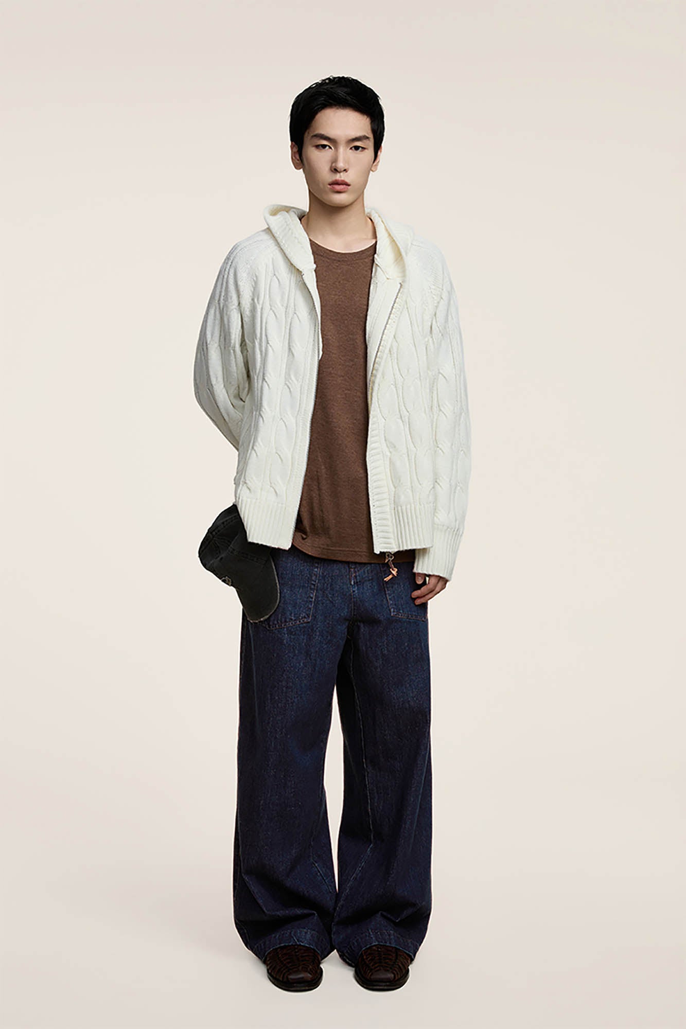 OPICLOTH Cable-Knit Zip-Up Hooded Cardigan, premium urban and streetwear designers apparel on PROJECTISR.com, OPICLOTH