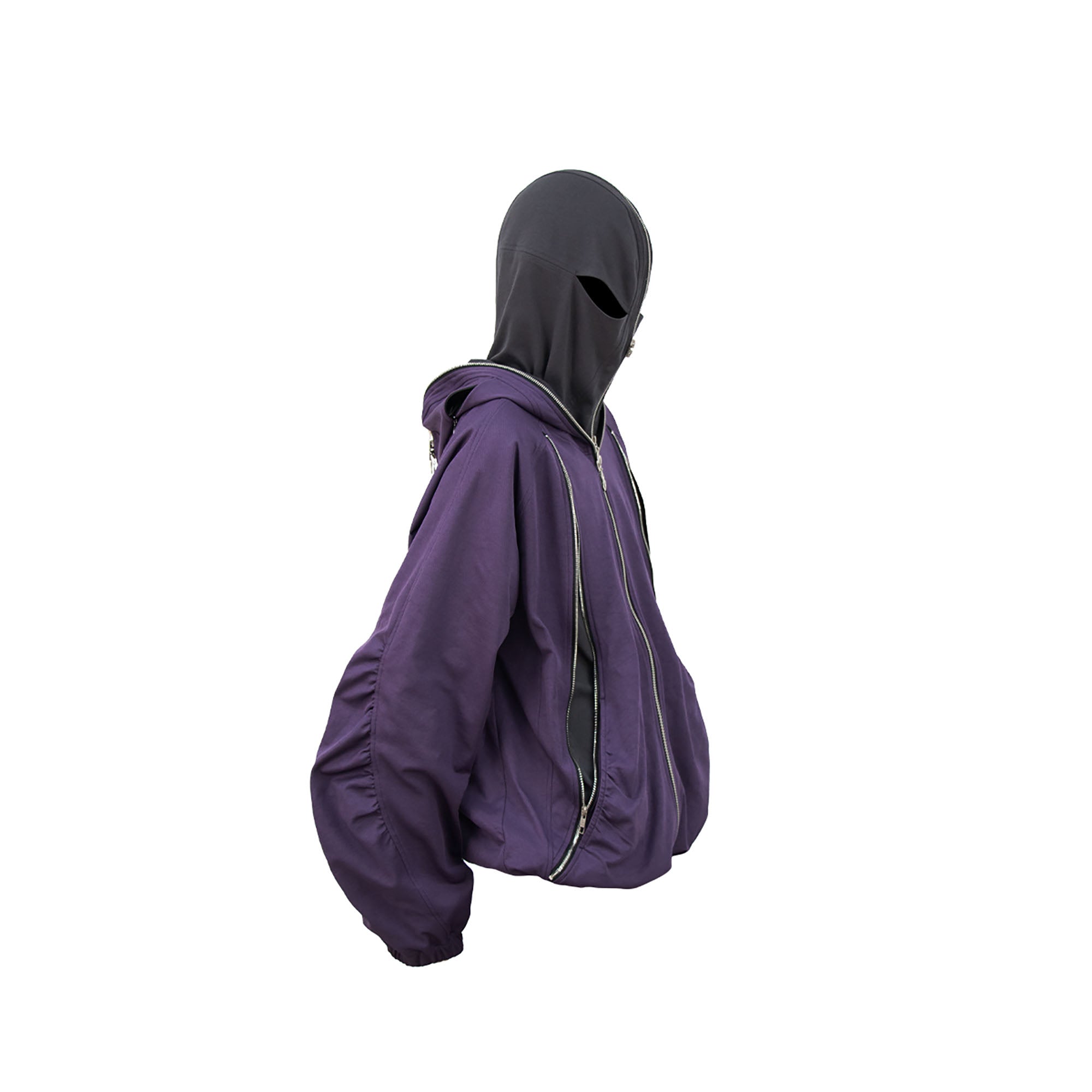 RELABEL Layered Multi-Zip Mask Hood Jacket Purple