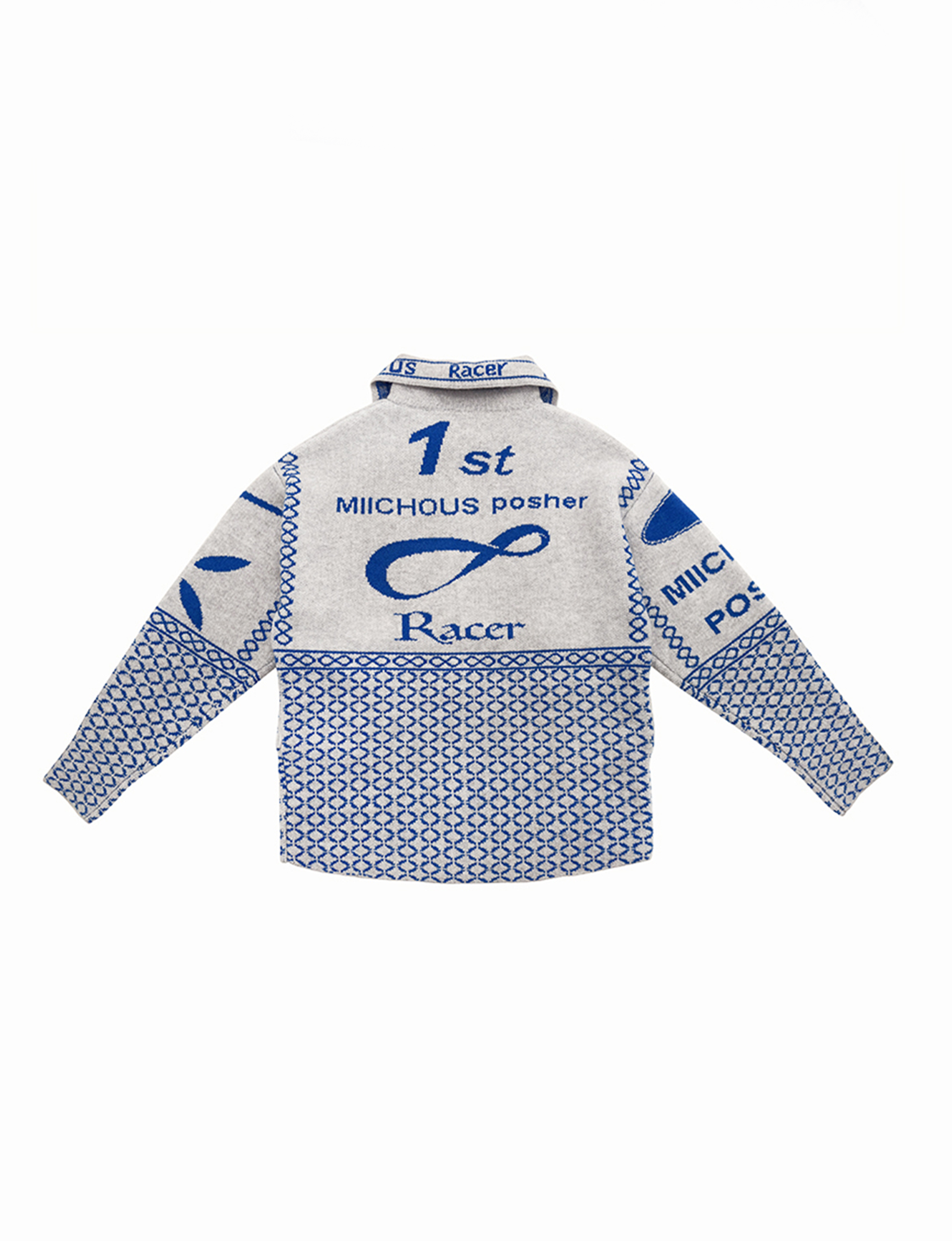 MIICHOUS Racer Geometric Jacquard Zip-Up Cardigan