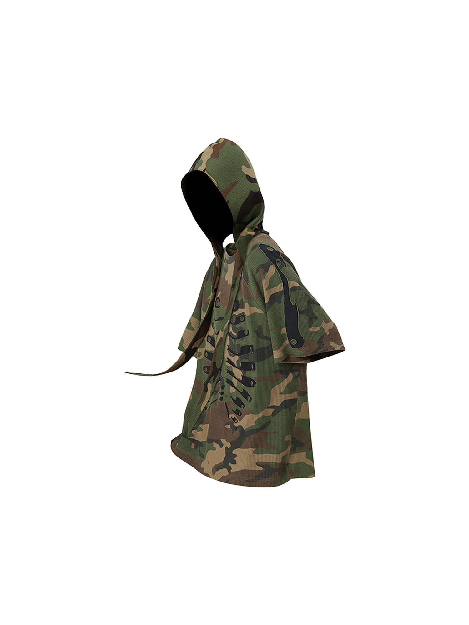 RELABEL Camo Detachable Hood Skeleton Graphic Tee
