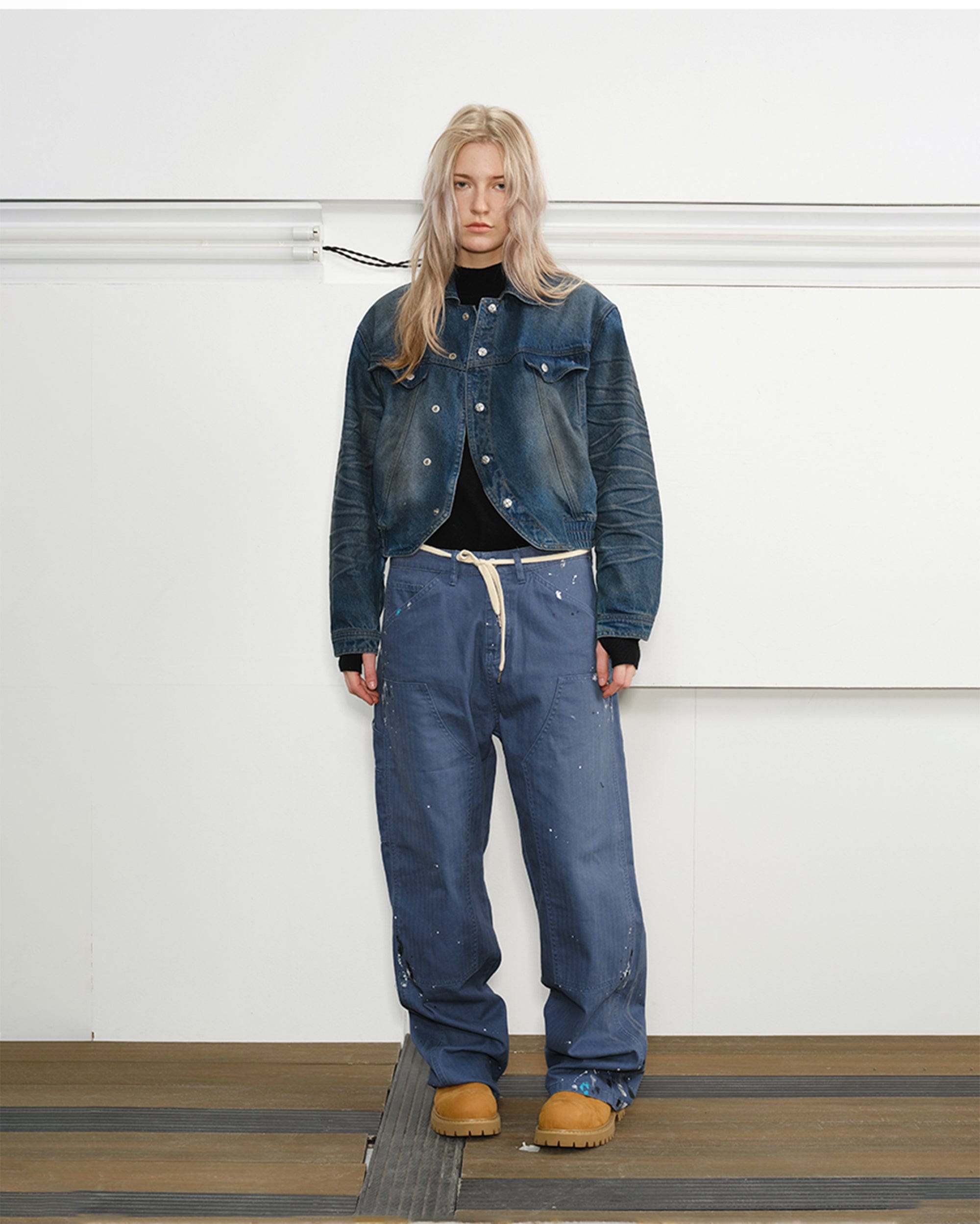 KREATE Paint-Splattered Double-Knee Pants, premium urban and streetwear designers apparel on PROJECTISR.com, KREATE