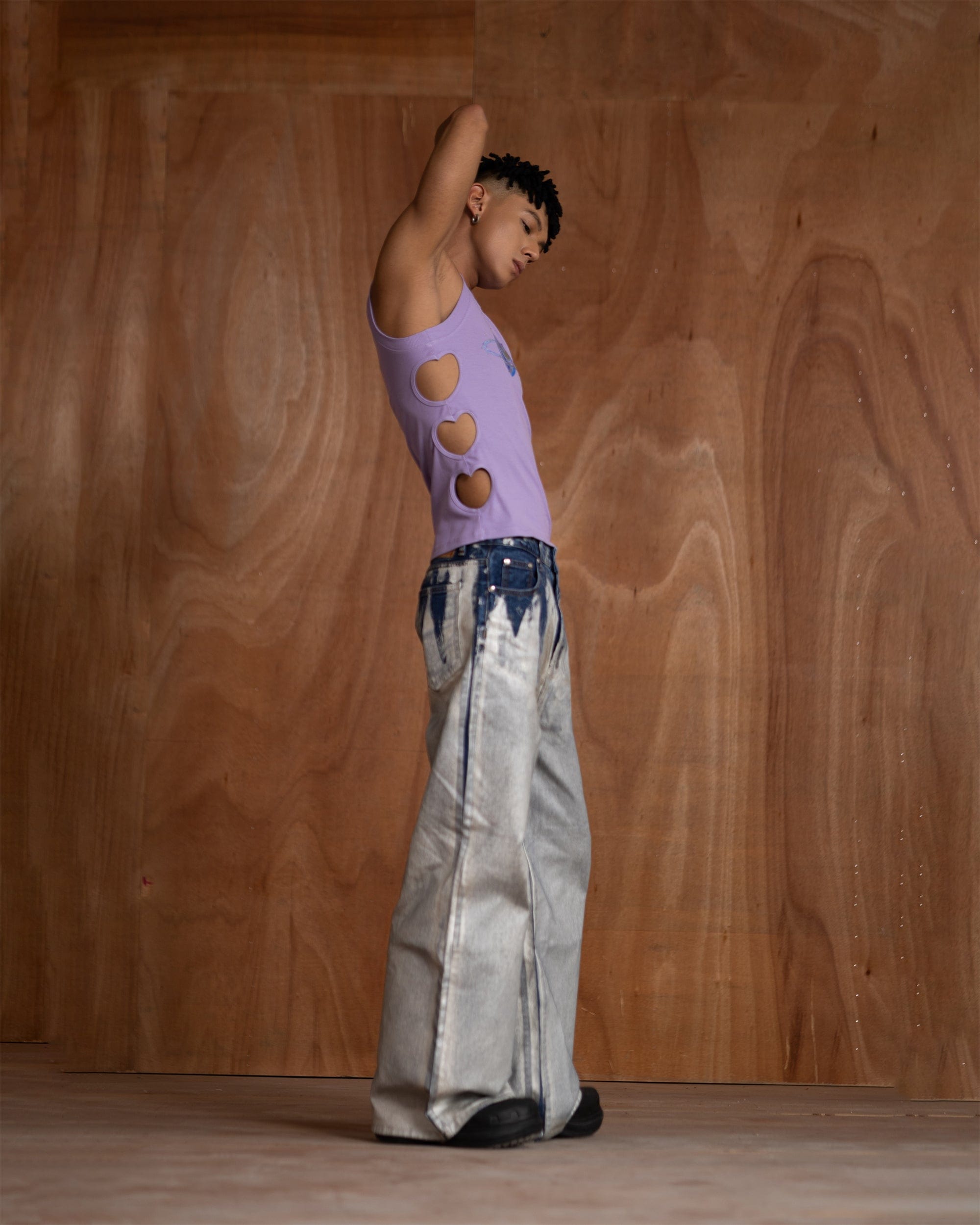CLP Metallic Heart Slim Hollowed Tank Top Purple, premium urban and streetwear designers apparel on PROJECTISR.com, CLP