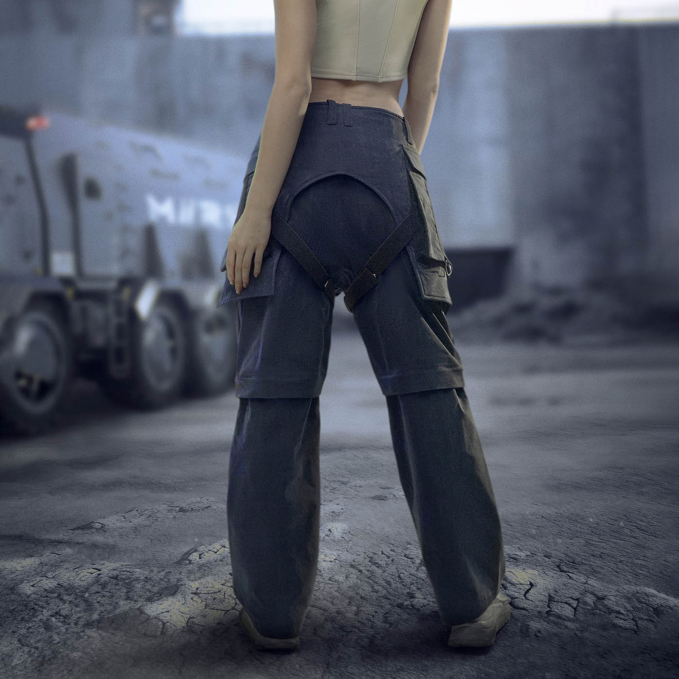 XIPHEVIL Detachable Lace-Up Multi-Pocket Bondage Pants, premium urban and streetwear designers apparel on PROJECTISR.com, XIPHEVIL