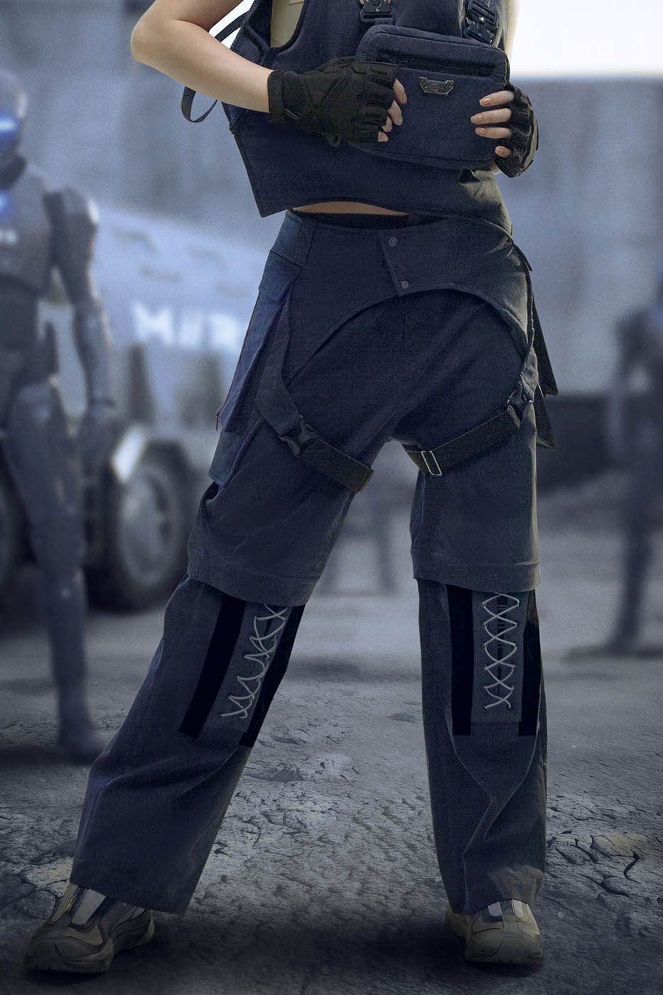 XIPHEVIL Detachable Lace-Up Multi-Pocket Bondage Pants, premium urban and streetwear designers apparel on PROJECTISR.com, XIPHEVIL