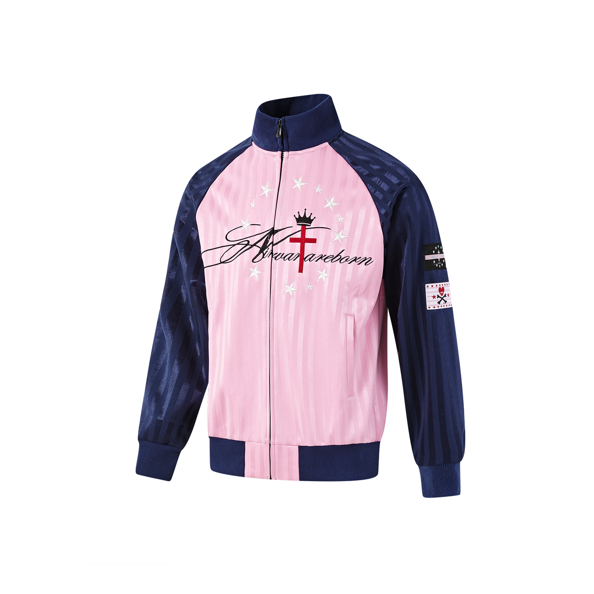 PASET Retro Striped Embroidered Zip-Up Jacket