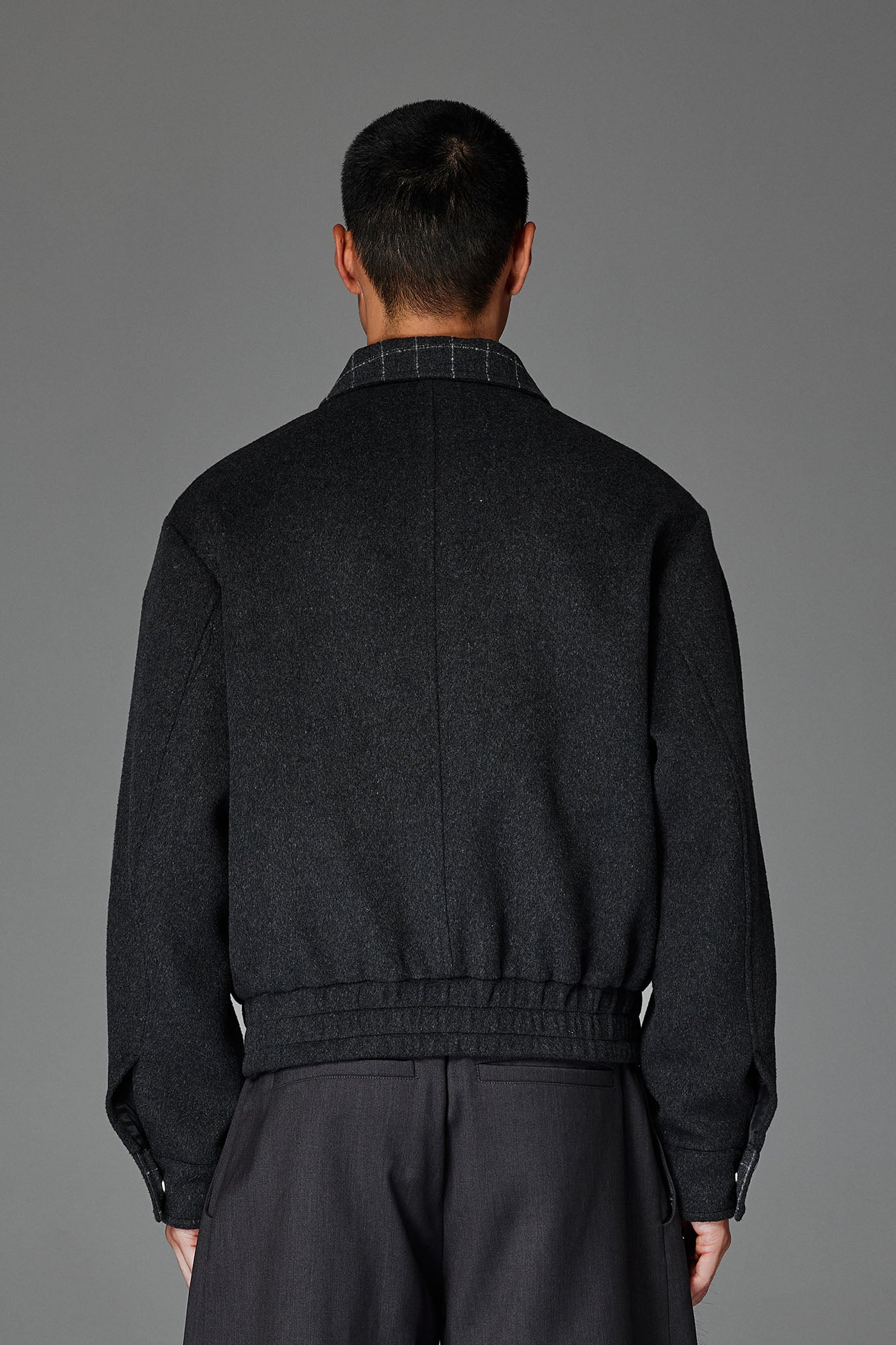 CATSSTAC Wool-Blend Plaid-Collar Bomber Jacket