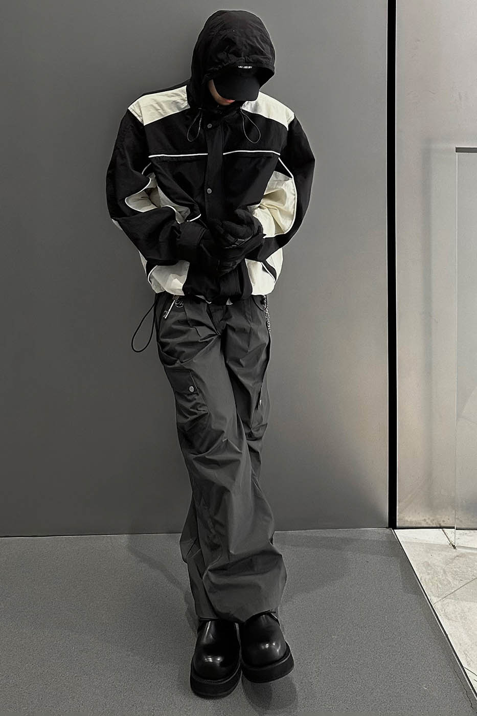F2CE Deconstructed Detachable-Hood Color-Block Windbreaker, premium urban and streetwear designers apparel on PROJECTISR.com, F2CE