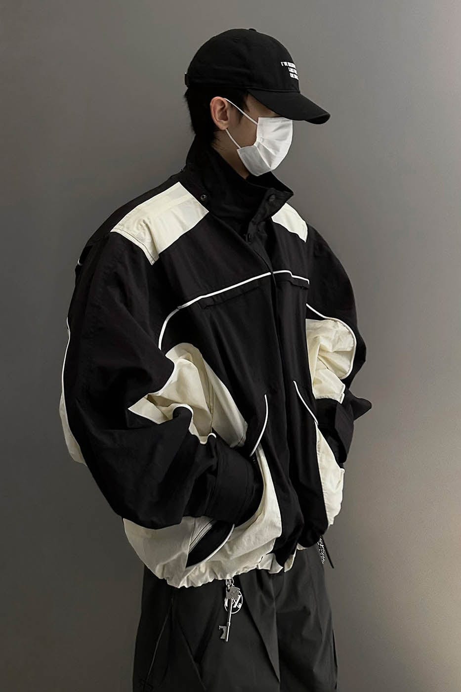 F2CE Deconstructed Detachable-Hood Color-Block Windbreaker, premium urban and streetwear designers apparel on PROJECTISR.com, F2CE
