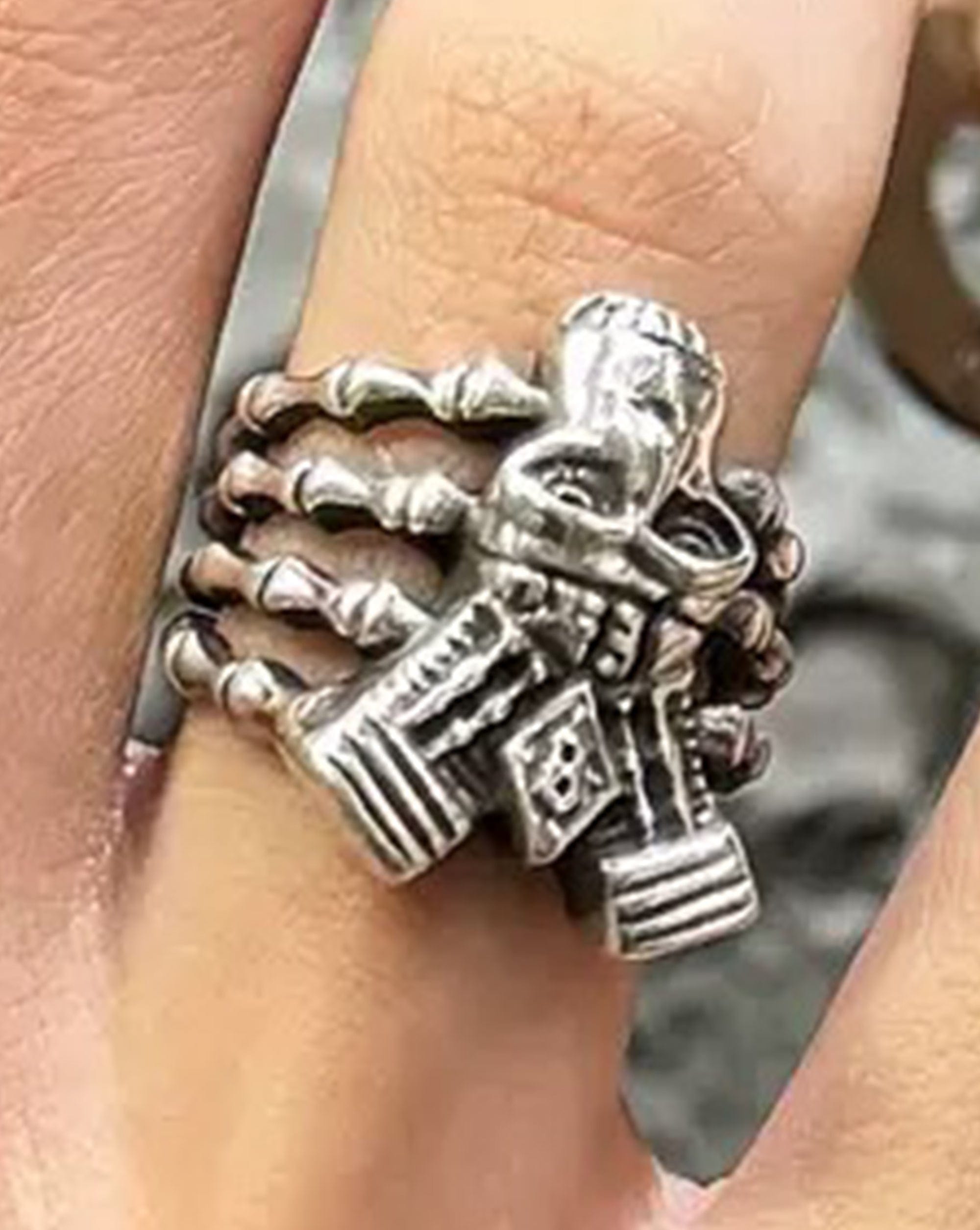 ILLUSORY Demon Skull Finger Skeleton Ring, premium urban and streetwear designers apparel on PROJECTISR.com, ILLUSORY