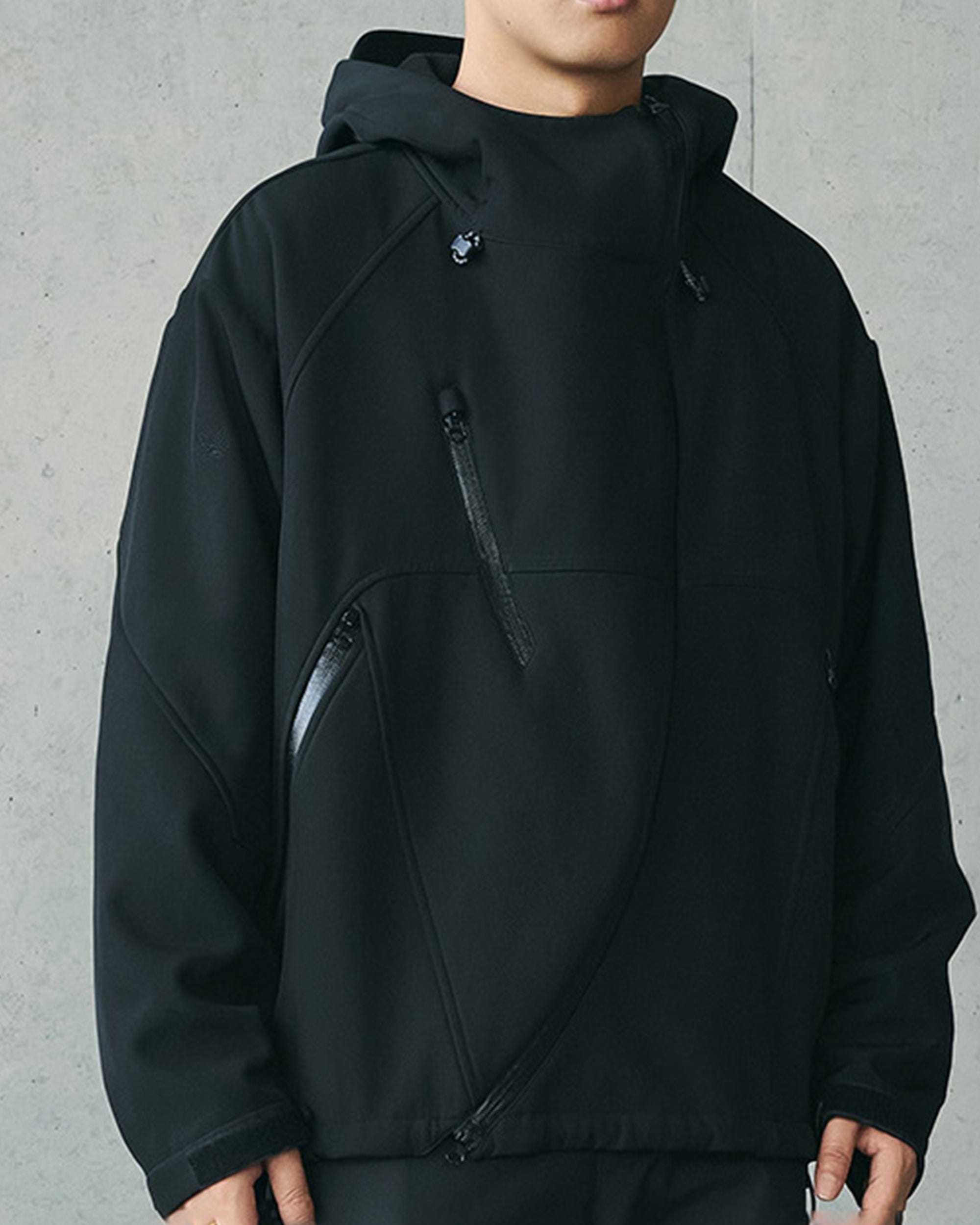 ENSHADOWER Deconstructed Asymmetrical Windbreaker, premium urban and streetwear designers apparel on PROJECTISR.com, ENSHADOWER