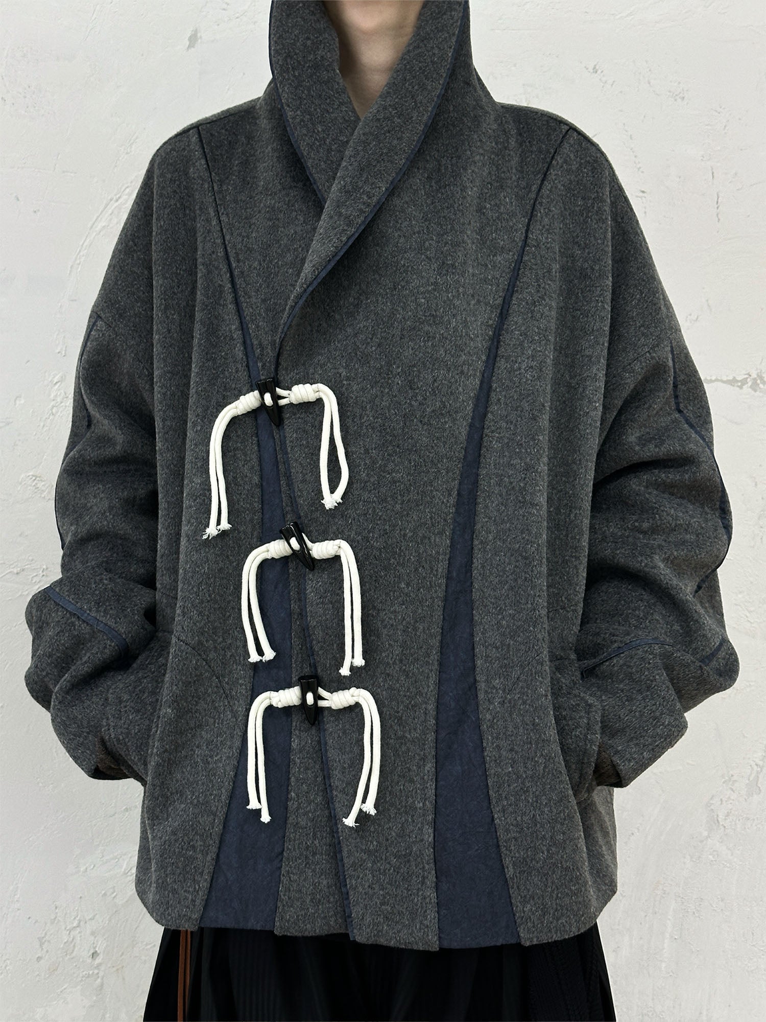 RELABEL Asym Wool-Blend Curved Panel Jacket