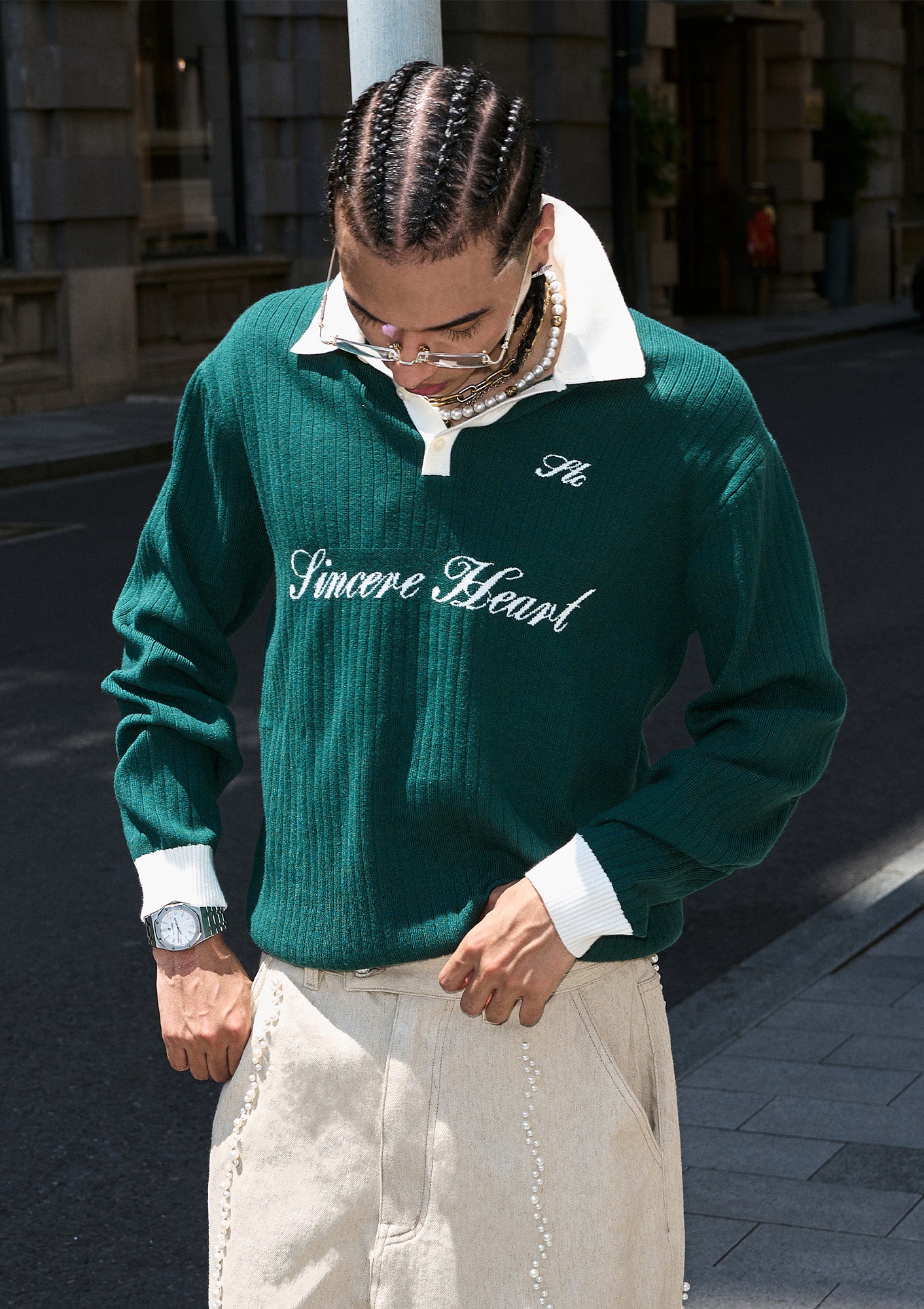 STEEPC Contrast Collar Polo Sweater, premium urban and streetwear designers apparel on PROJECTISR.com, STEEPC
