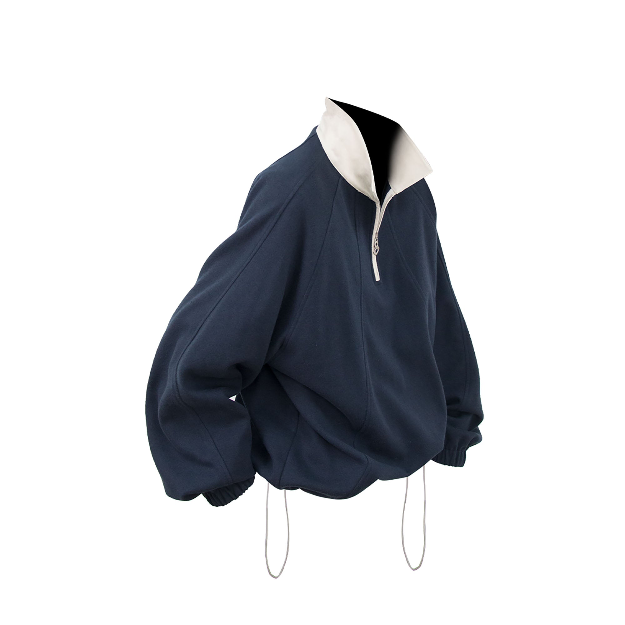 RELABEL Raglan Drawstring-Hem Polo Sweatshirt