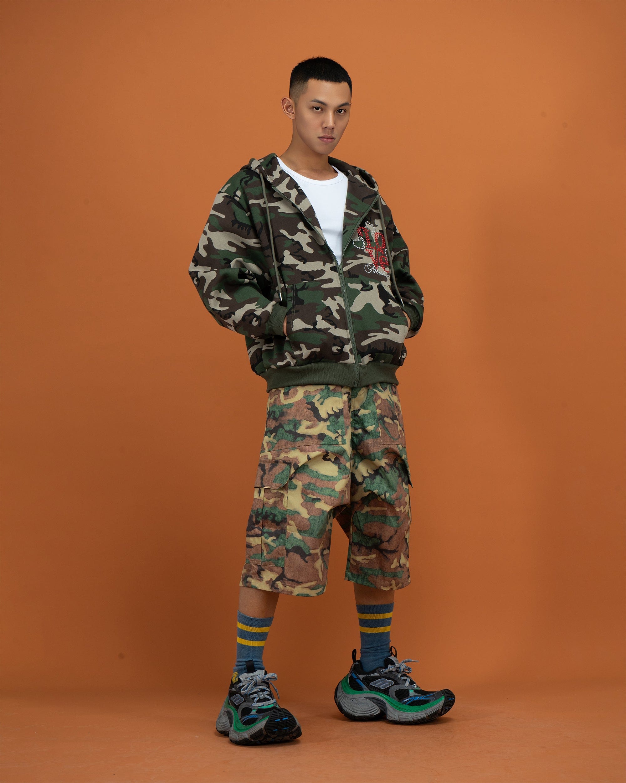CLP Camo Studded Zip-Up Hoodie, premium urban and streetwear designers apparel on PROJECTISR.com, CLP