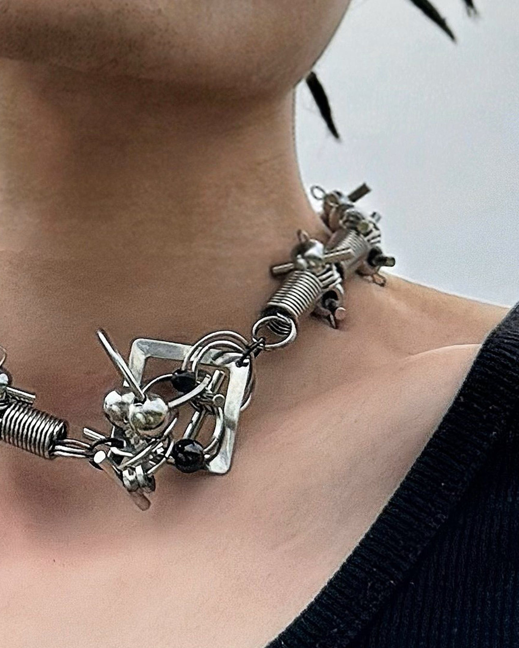 ILLUSORY Ex Machina Mechanical Rivet Necklace, premium urban and streetwear designers apparel on PROJECTISR.com, ILLUSORY