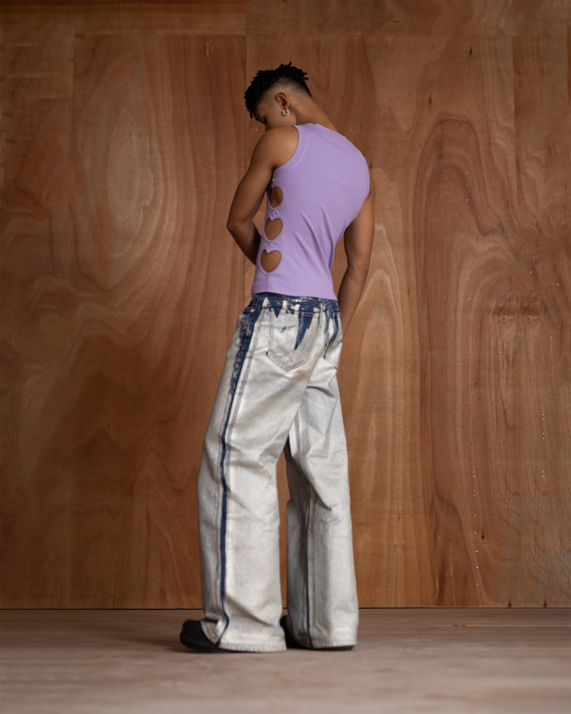 CLP Metallic Heart Slim Hollowed Tank Top Purple, premium urban and streetwear designers apparel on PROJECTISR.com, CLP