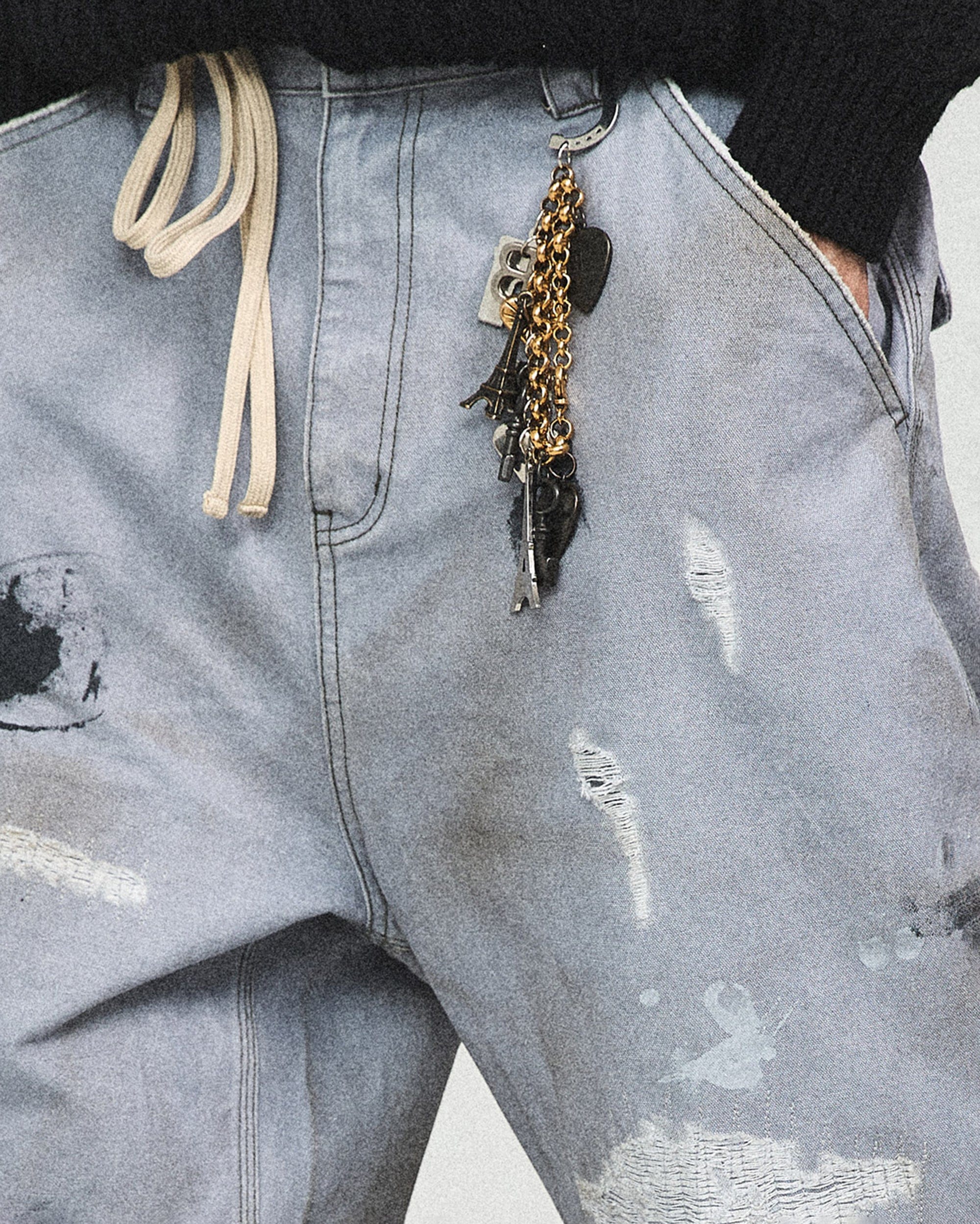 STEEPC Distressed Spliced Wide-Leg Pant, premium urban and streetwear designers apparel on PROJECTISR.com, STEEPC