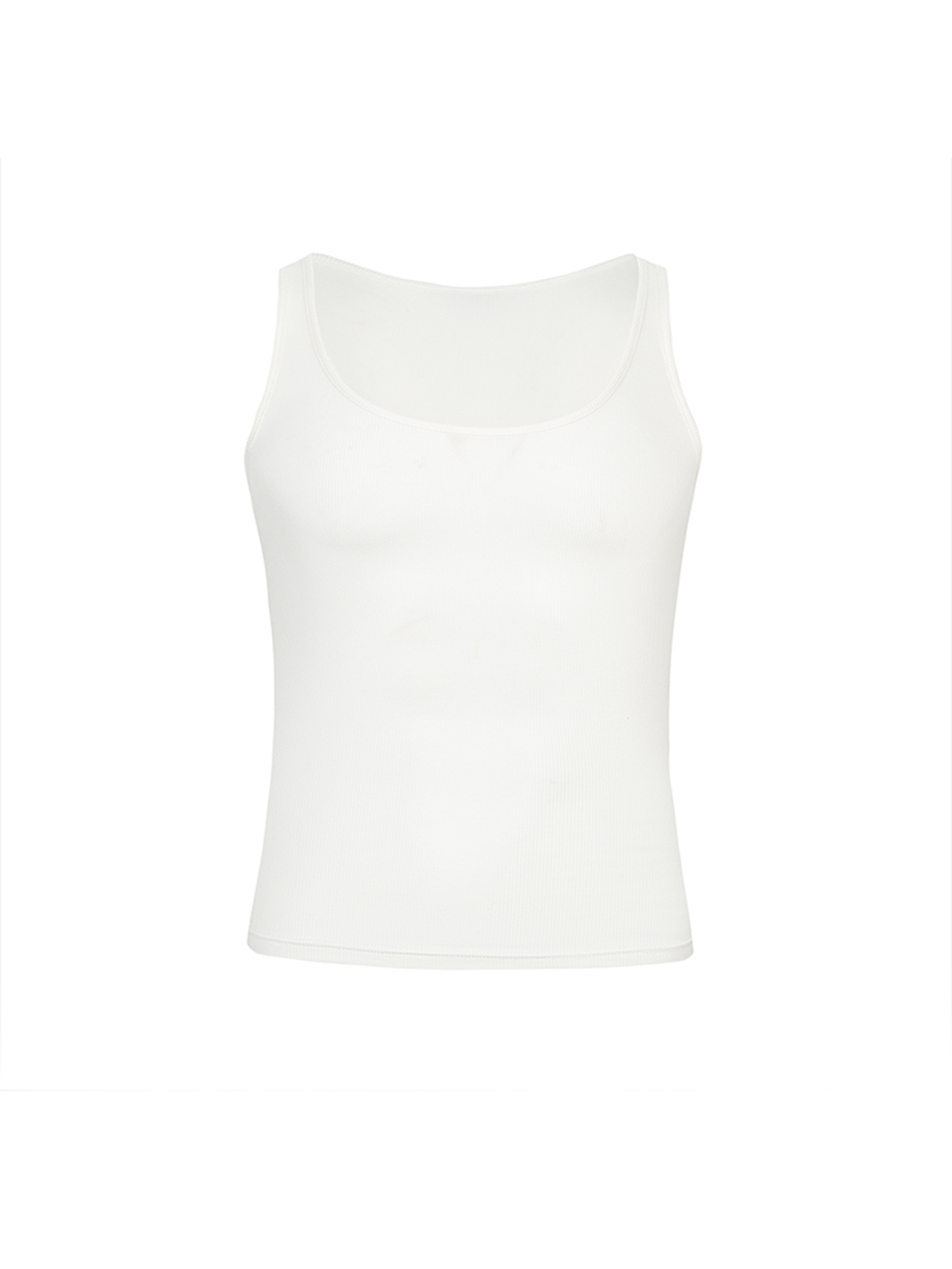 TUIMU Back Cut-Out Ribbed Tank Top White