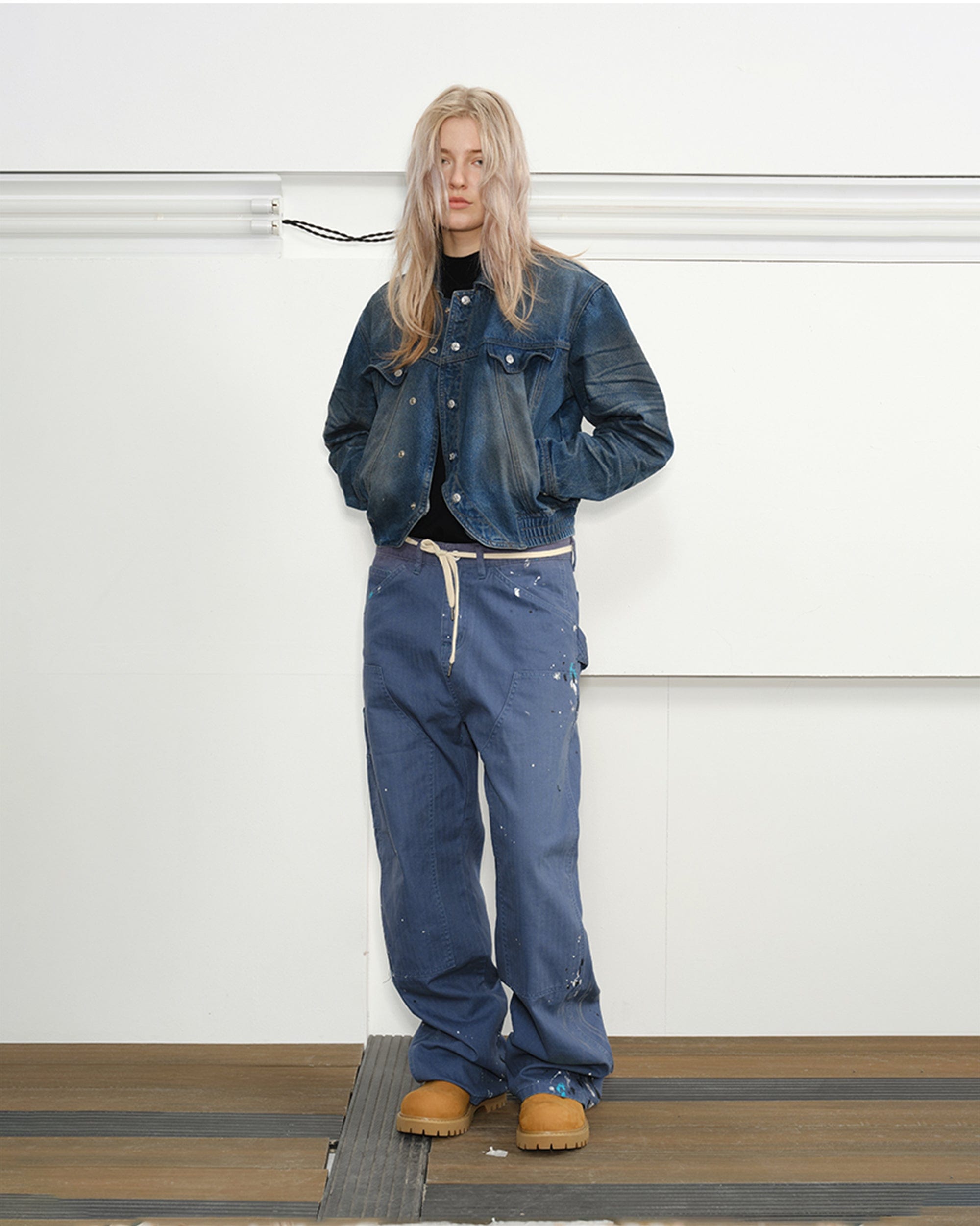 KREATE Paint-Splattered Double-Knee Pants, premium urban and streetwear designers apparel on PROJECTISR.com, KREATE