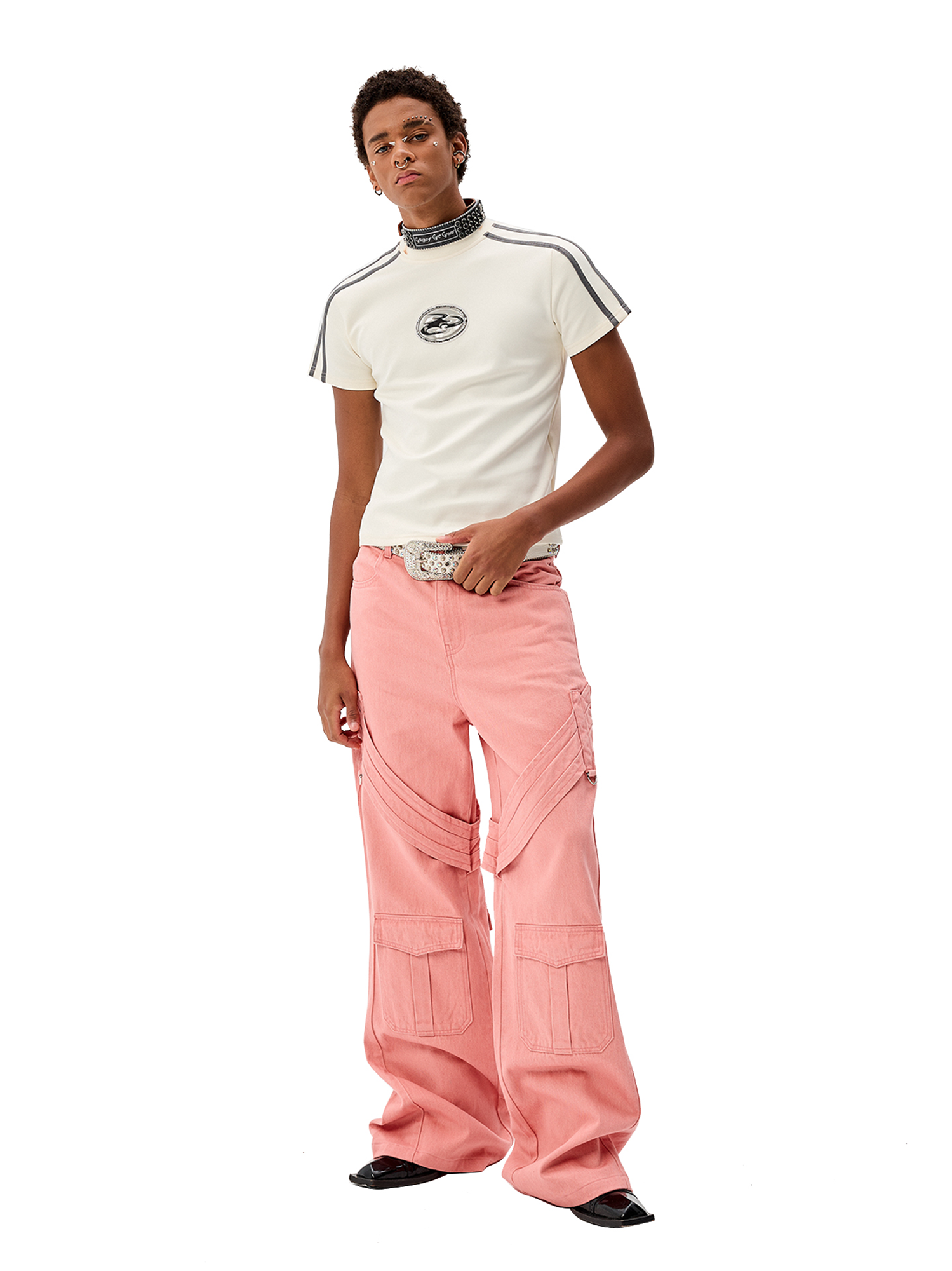 CYCYCY Tie Detail Multi-Pocket Cargo Jeans