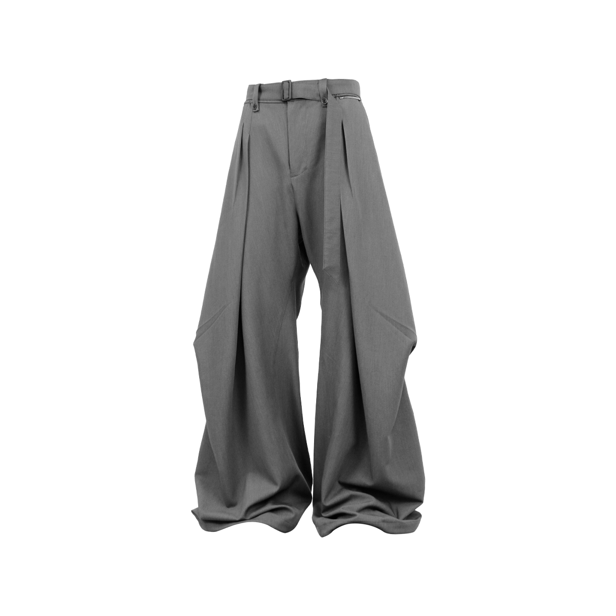 RELABEL Wool-Blend Pleated Draped Wide-Leg Pants Gray, premium urban and streetwear designers apparel on PROJECTISR.com, RELABEL