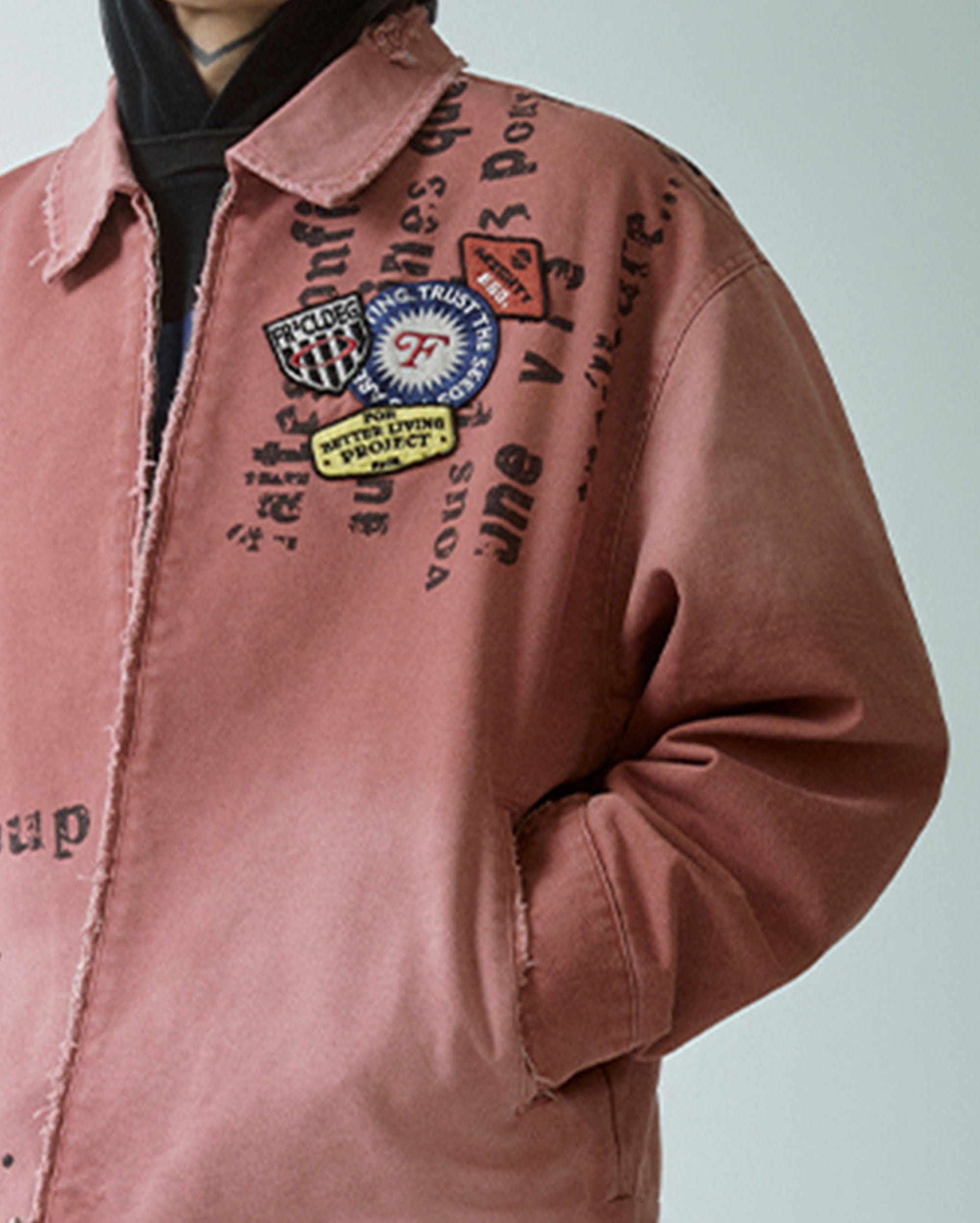 F2CE Distressed Badge Patchwork Jacket, premium urban and streetwear designers apparel on PROJECTISR.com, F2CE